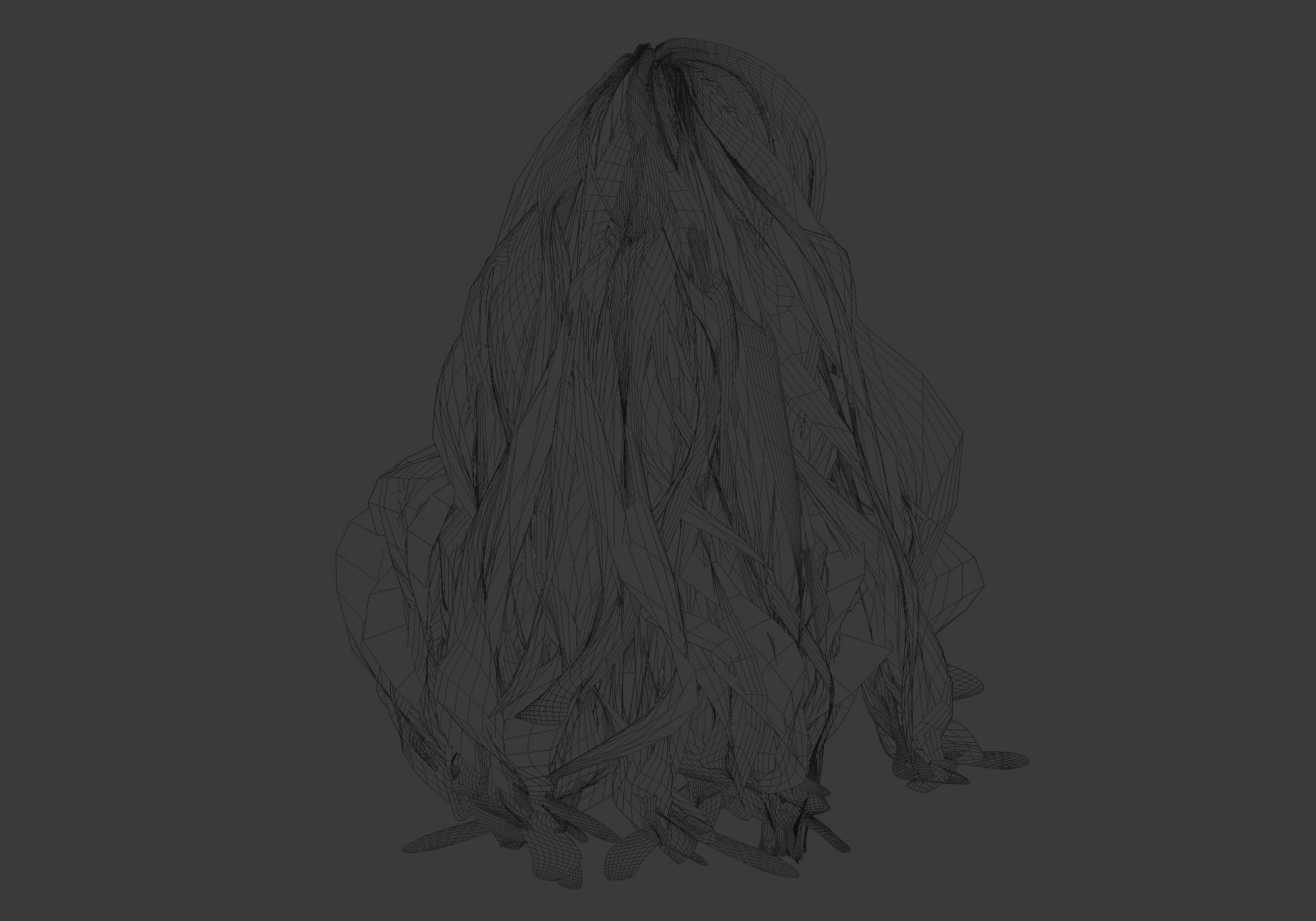 Wide Wavy Hairstyle 3D model_9