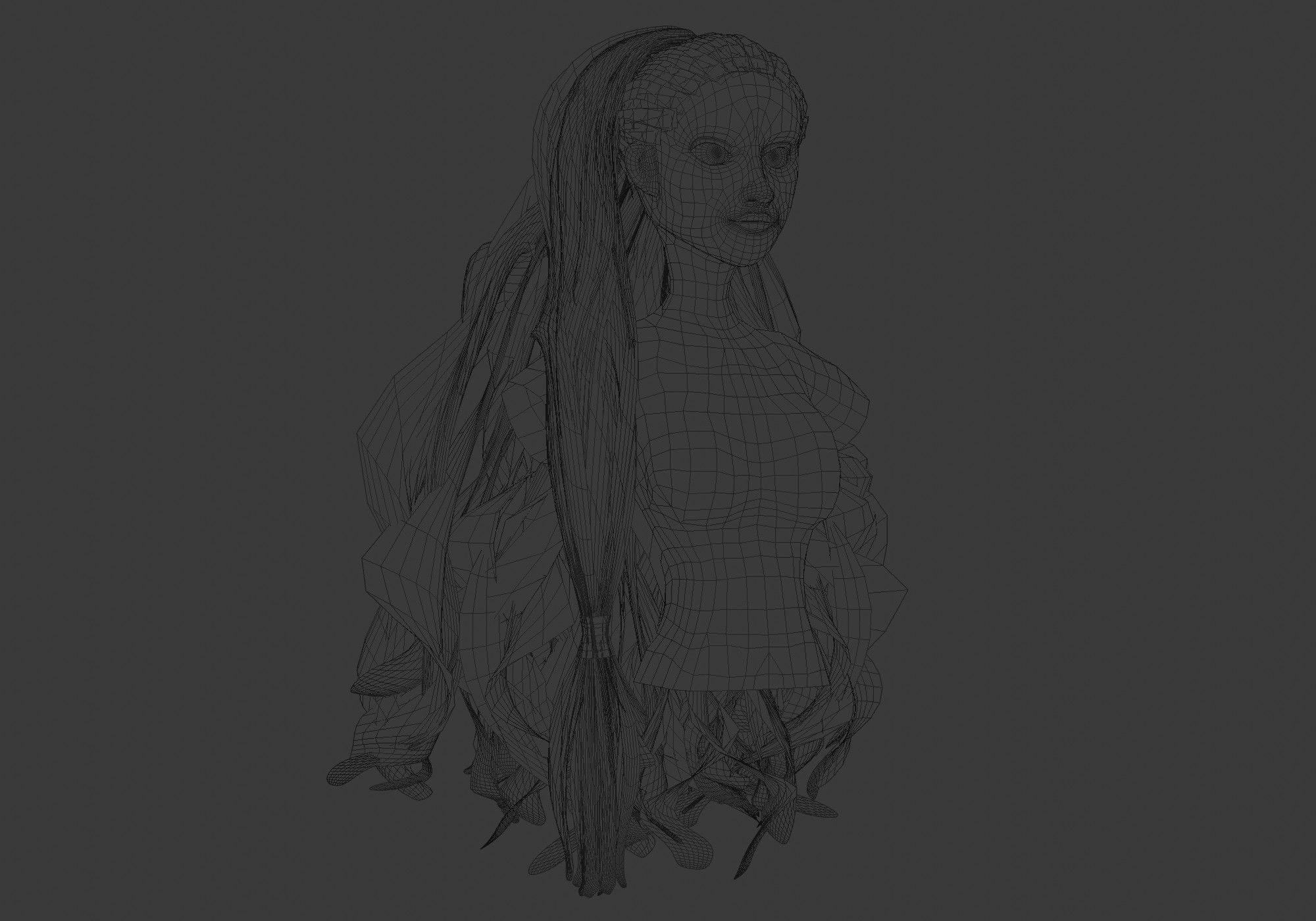 Wide Wavy Hairstyle 3D model_6