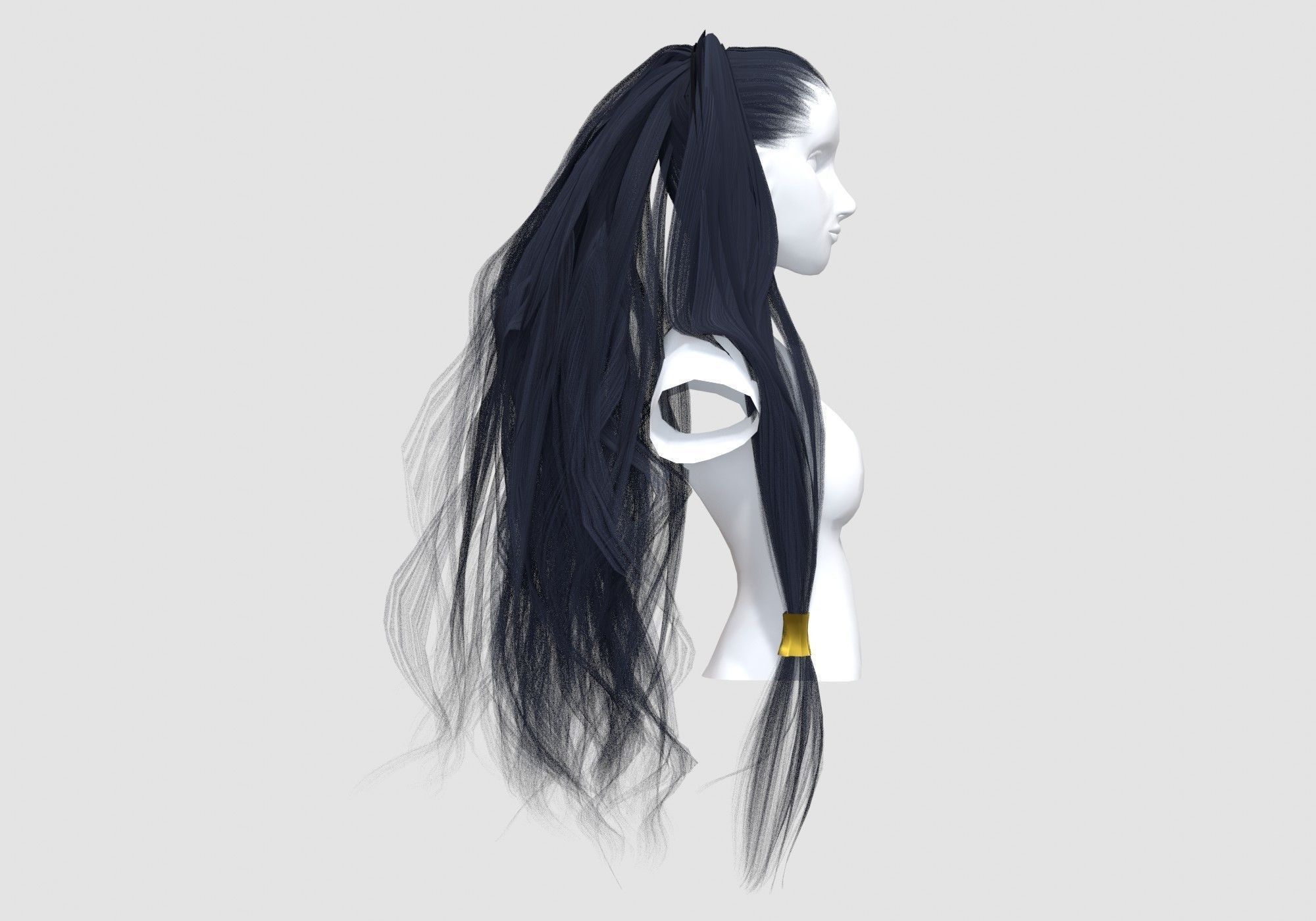 Wide Wavy Hairstyle 3D model_2