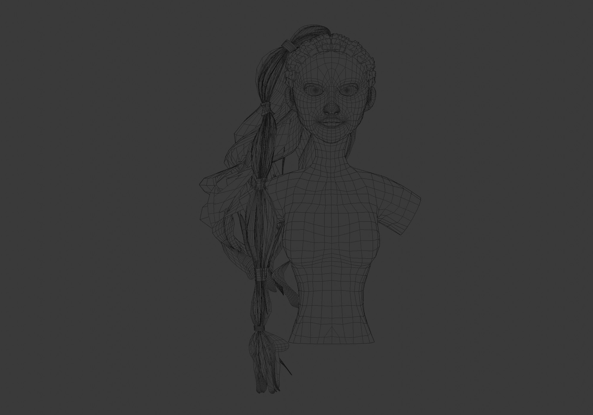 Wavy Ponytail Hairstyle 3D model_5