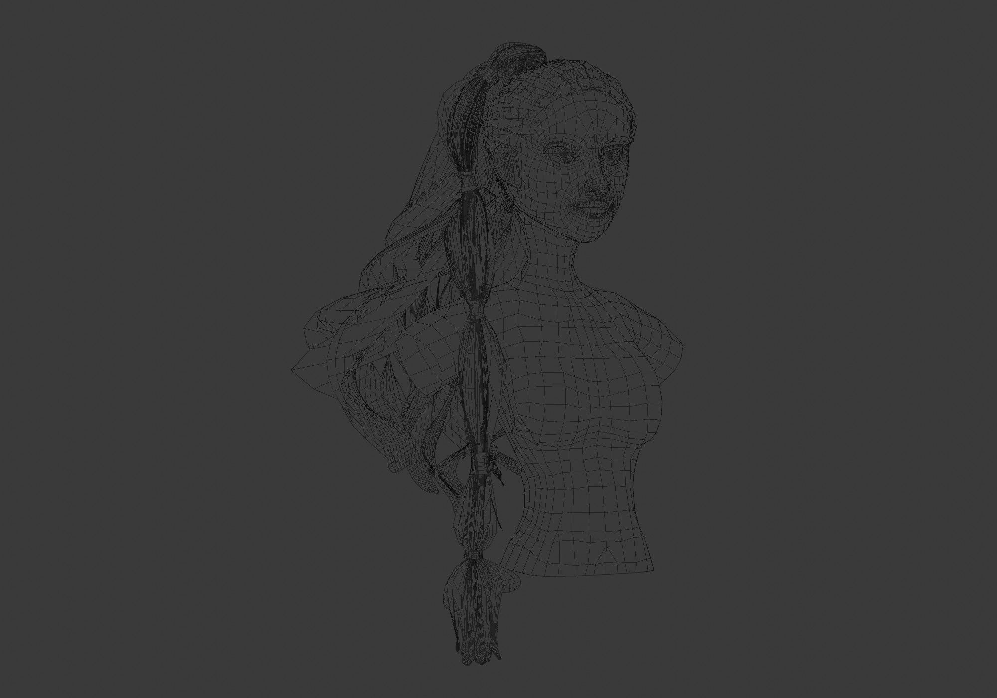 Wavy Ponytail Hairstyle 3D model_6