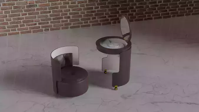 Vanity Set toilet with brick wall