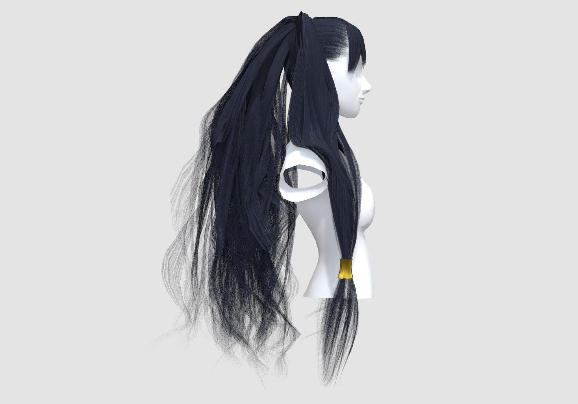 Stylized Wavy Hairstyle 3D model_2