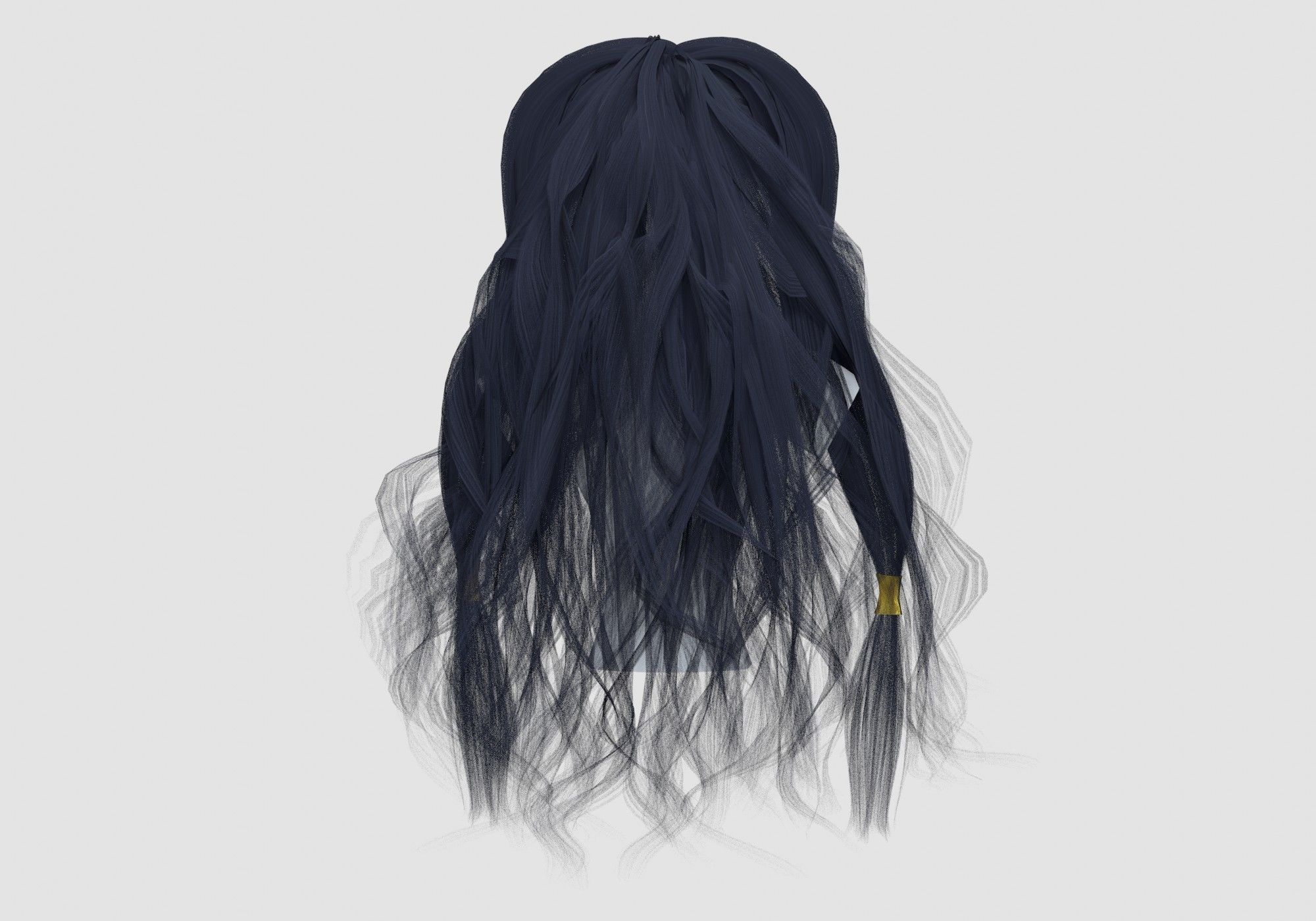 Stylized Wavy Hairstyle 3D model_4