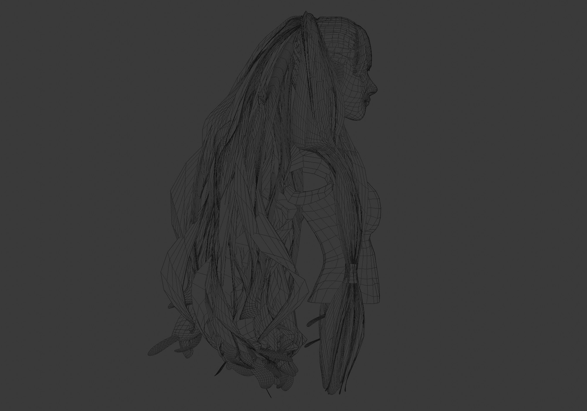 Stylized Wavy Hairstyle 3D model_7