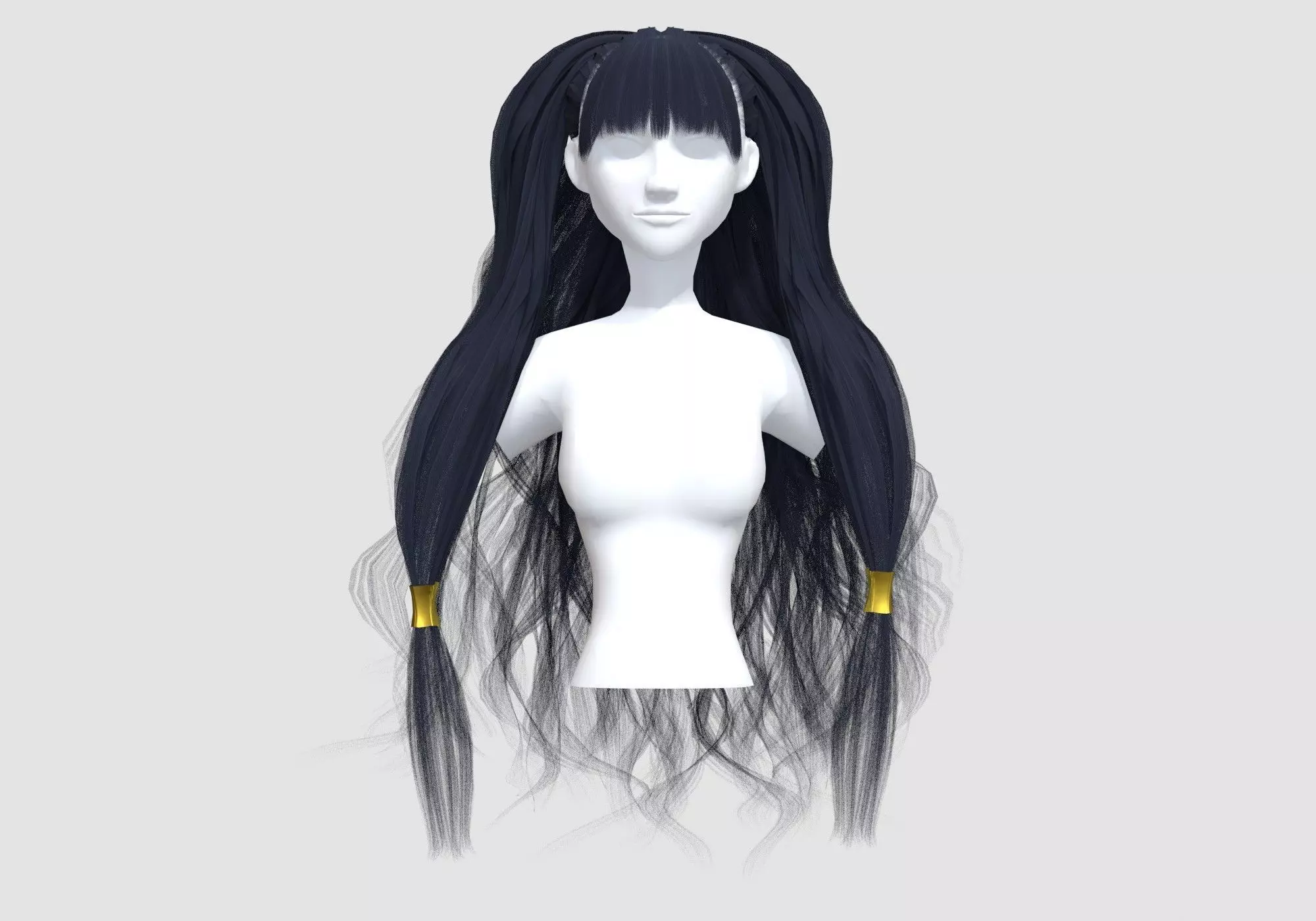 Stylized Wavy Hairstyle 3D model_0