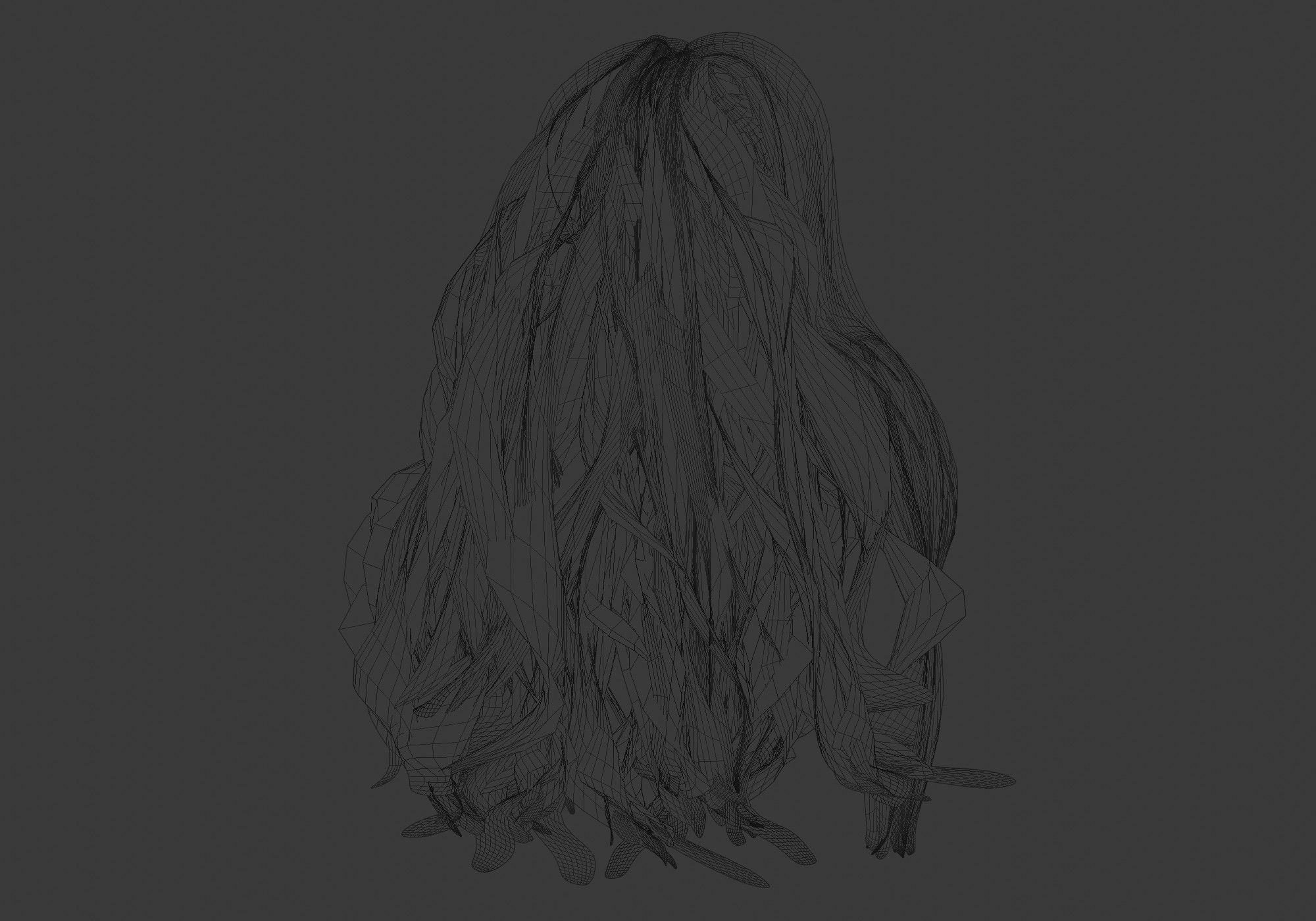 Stylized Wavy Hairstyle 3D model_8