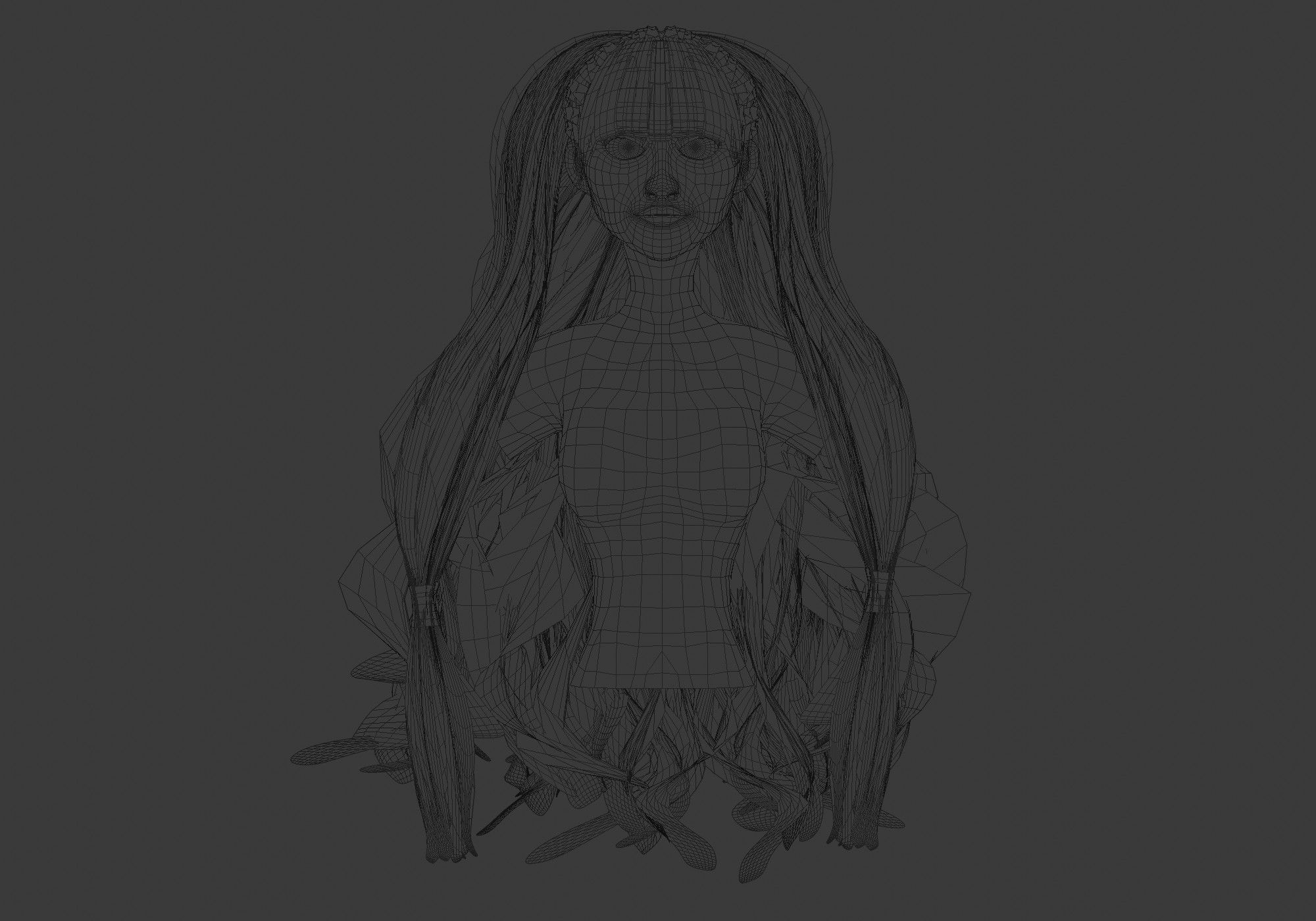 Stylized Wavy Hairstyle 3D model_5