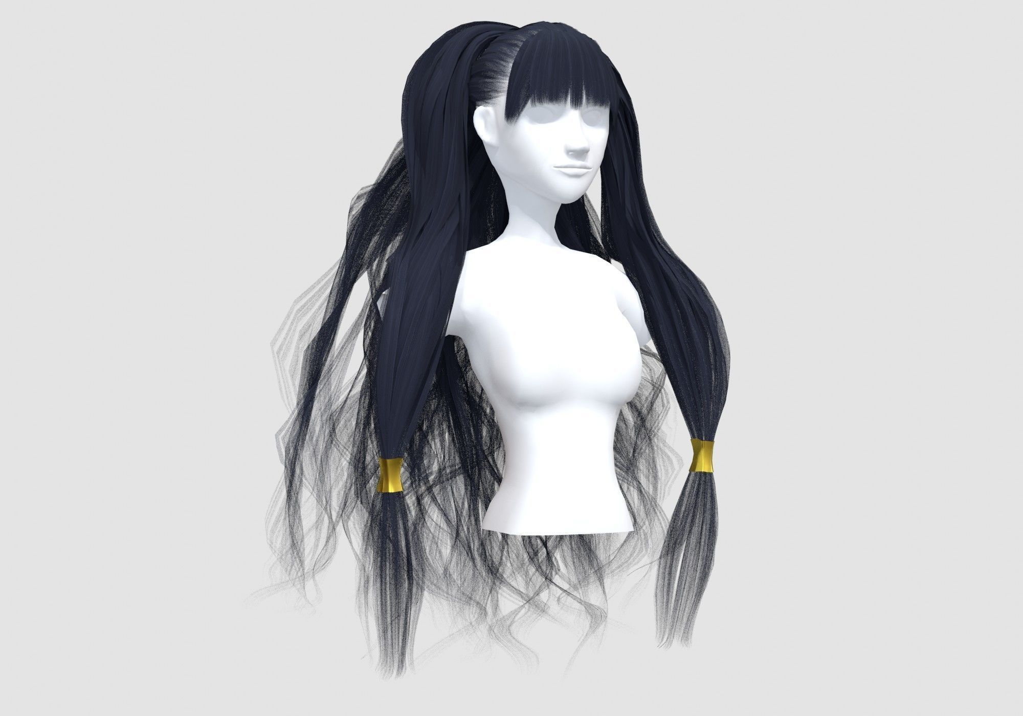Stylized Wavy Hairstyle 3D model_1