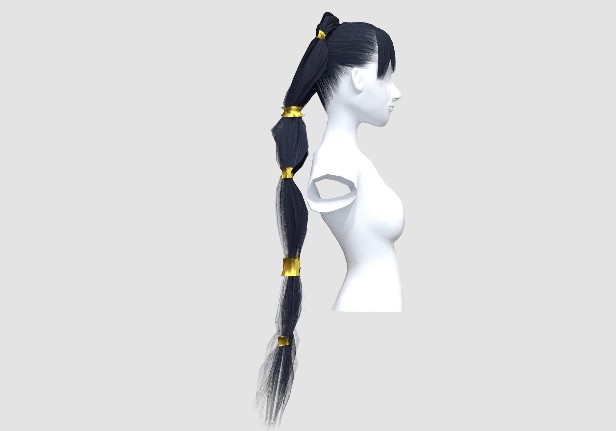 Ponytails Two Hairstyle 3D model_2