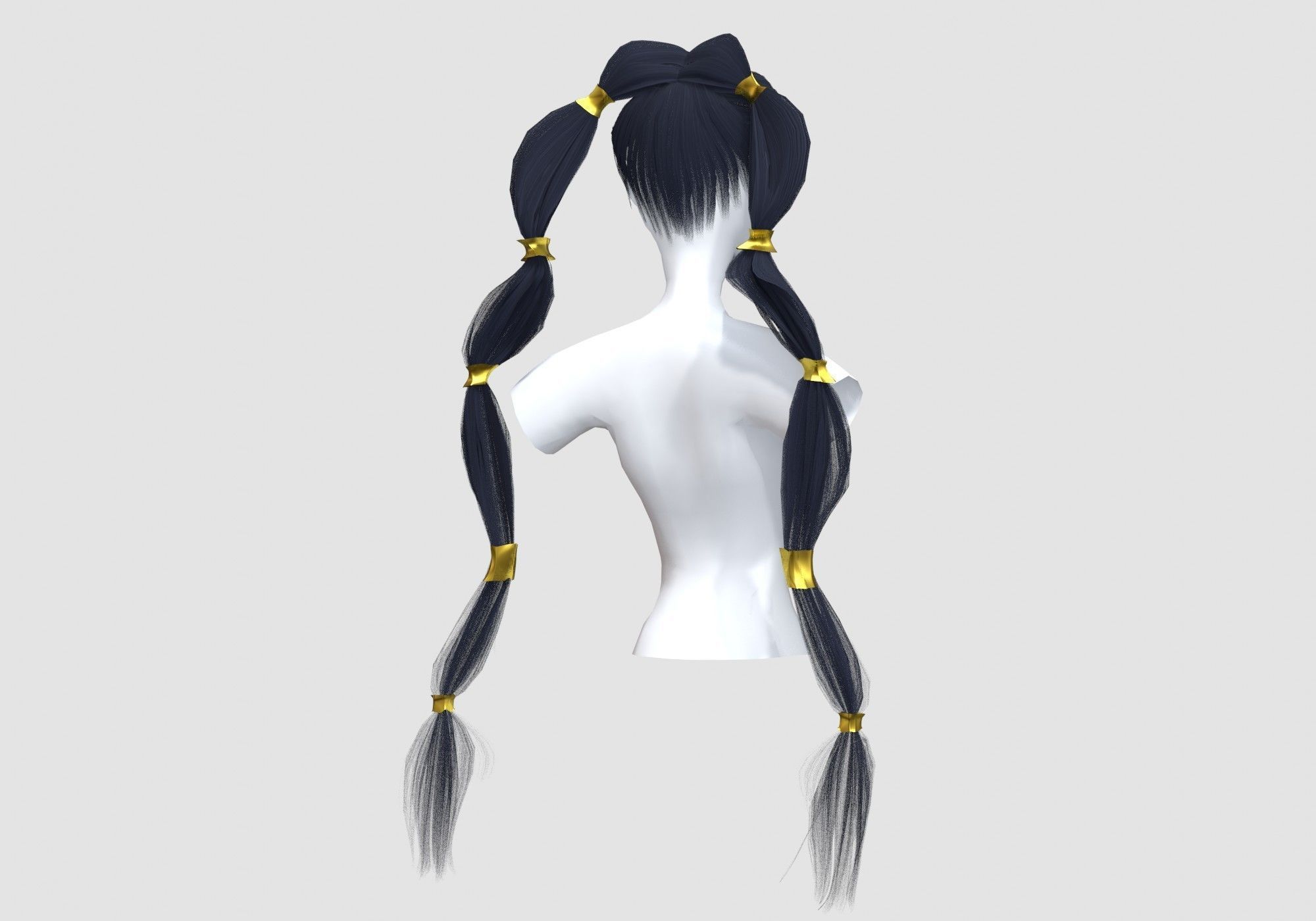 Ponytails Two Hairstyle 3D model_3