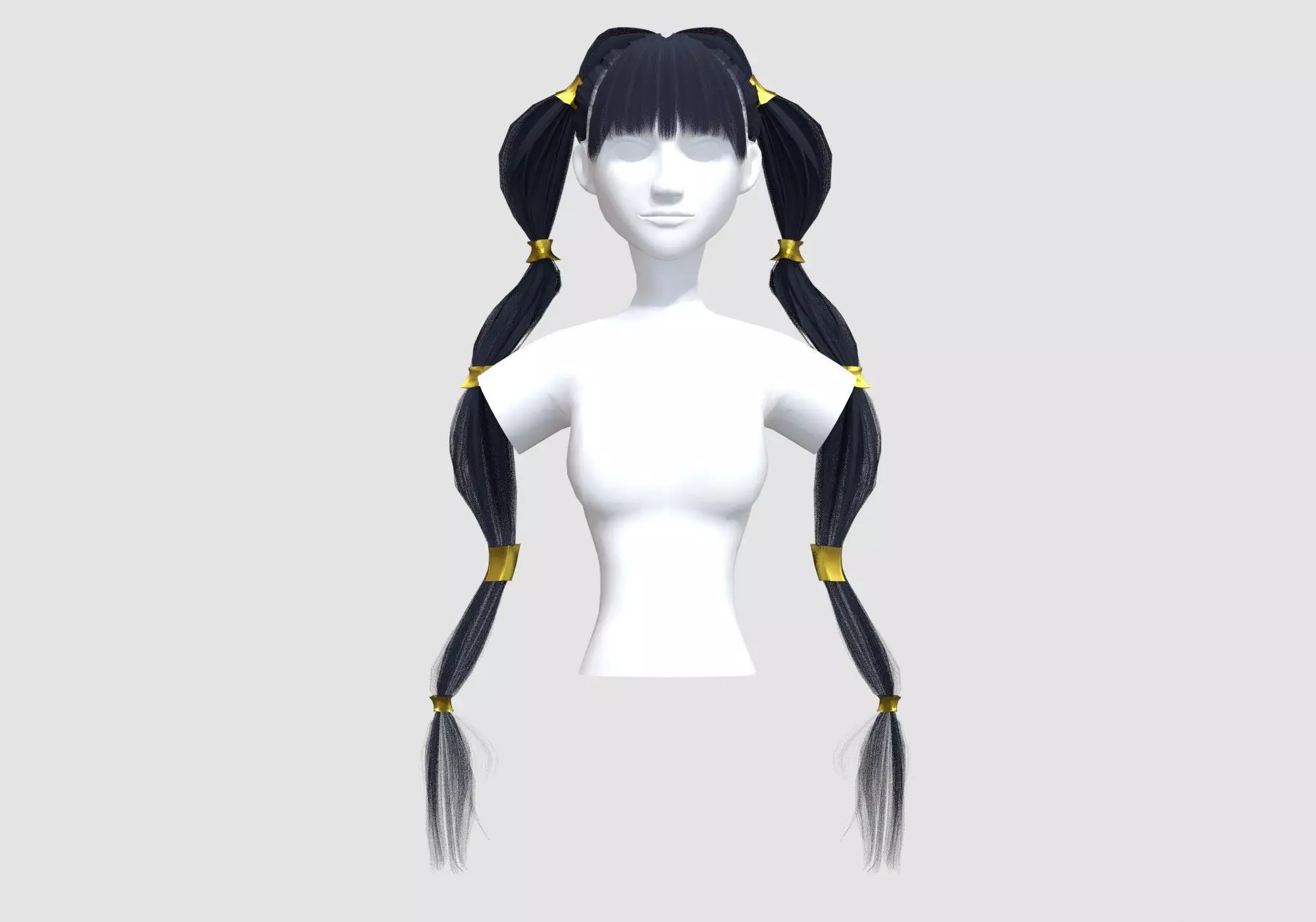 Ponytails Two Hairstyle 3D model_0