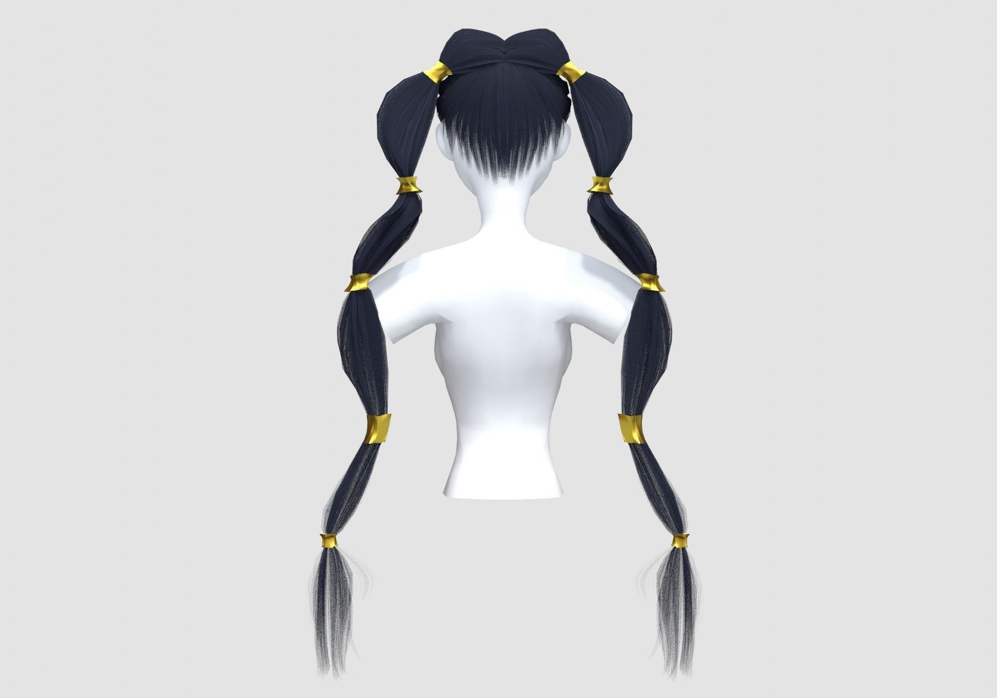 Ponytails Two Hairstyle 3D model_4