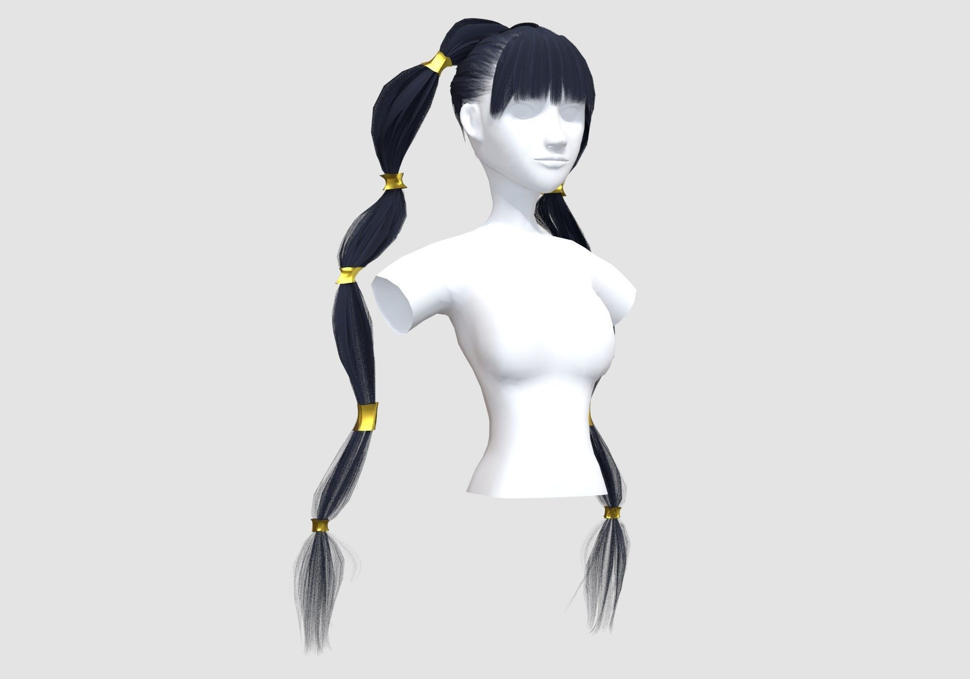 Ponytails Two Hairstyle 3D model_1