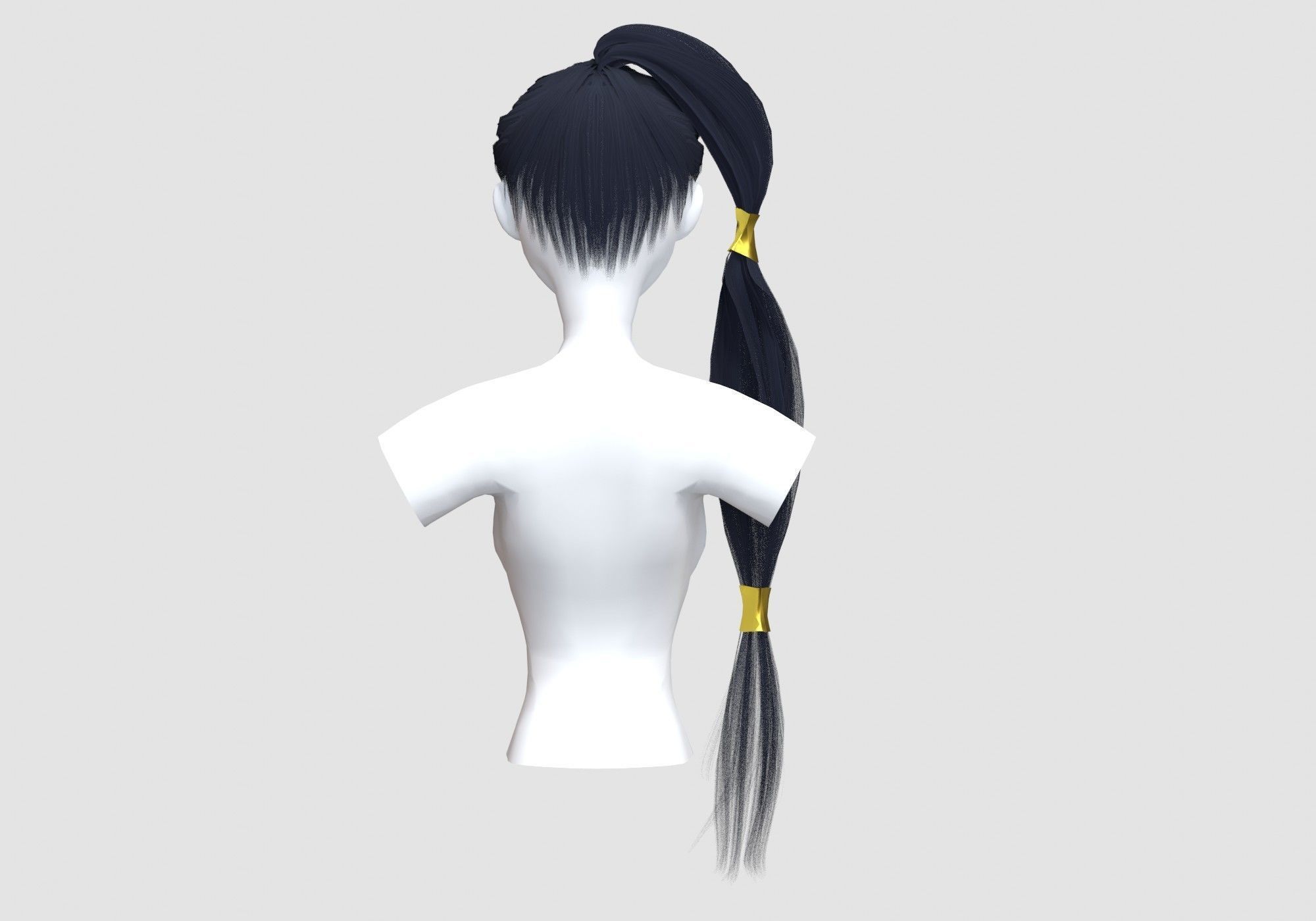Ponytail Up Hairstyle 3D model_4