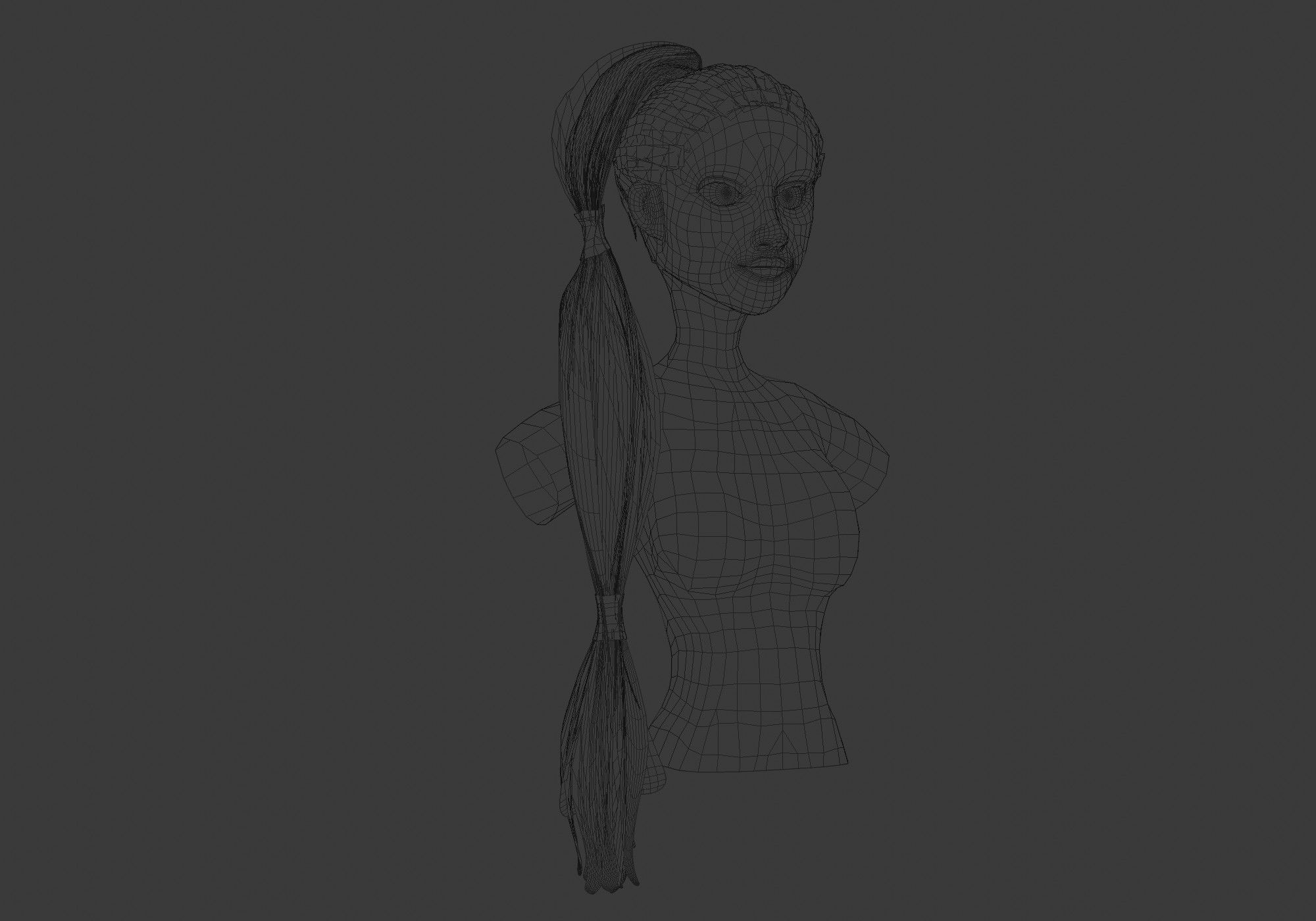 Ponytail Up Hairstyle 3D model_6