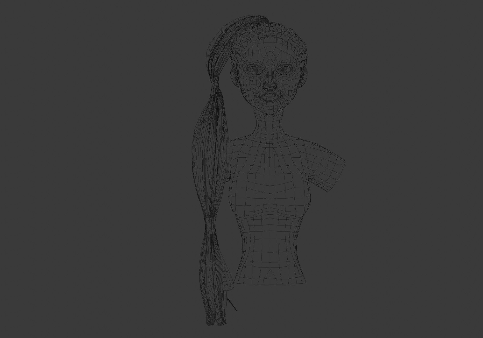 Ponytail Up Hairstyle 3D model_5