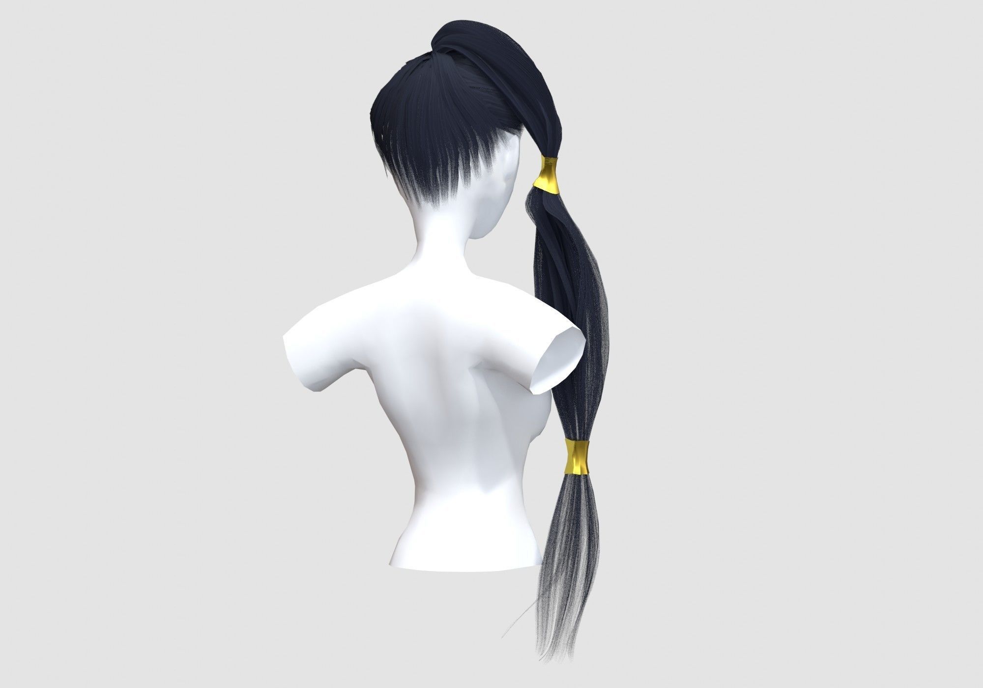 Ponytail Up Hairstyle 3D model_3