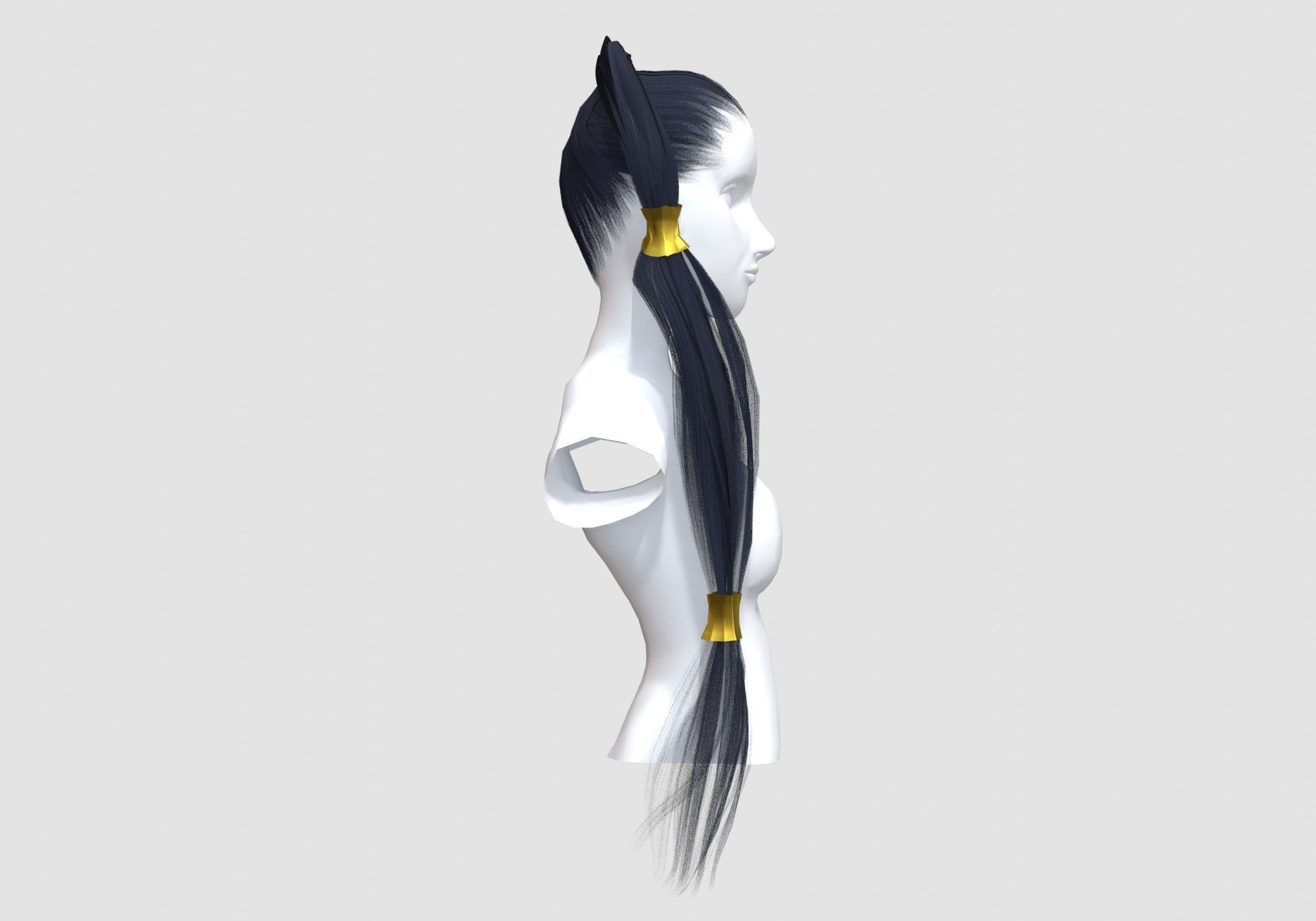 Ponytail Up Hairstyle 3D model_2