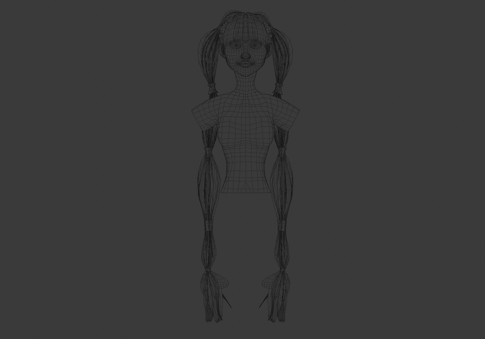 Pigtails Two Hairstyle 3D model_5