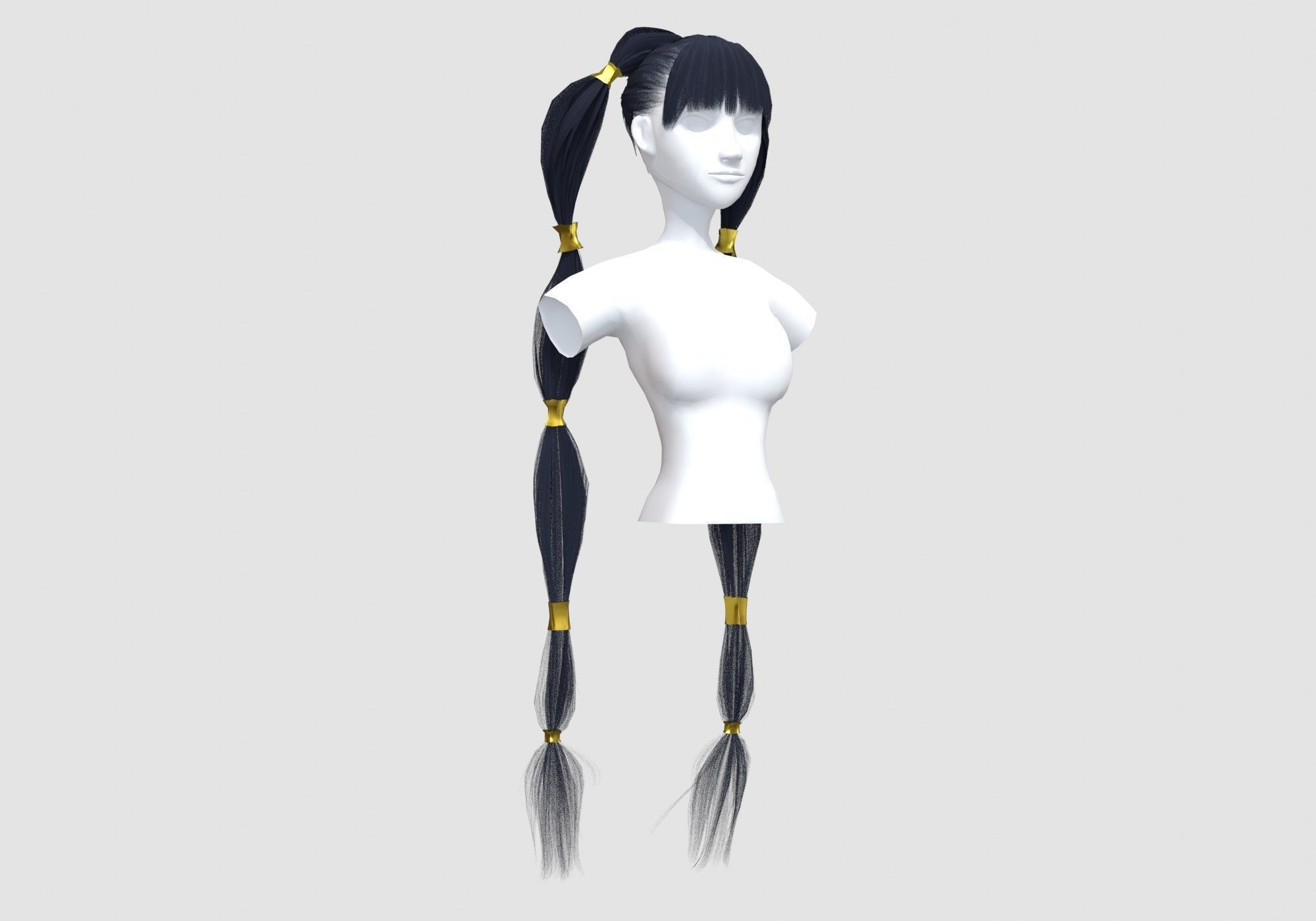 Pigtails Two Hairstyle 3D model_1