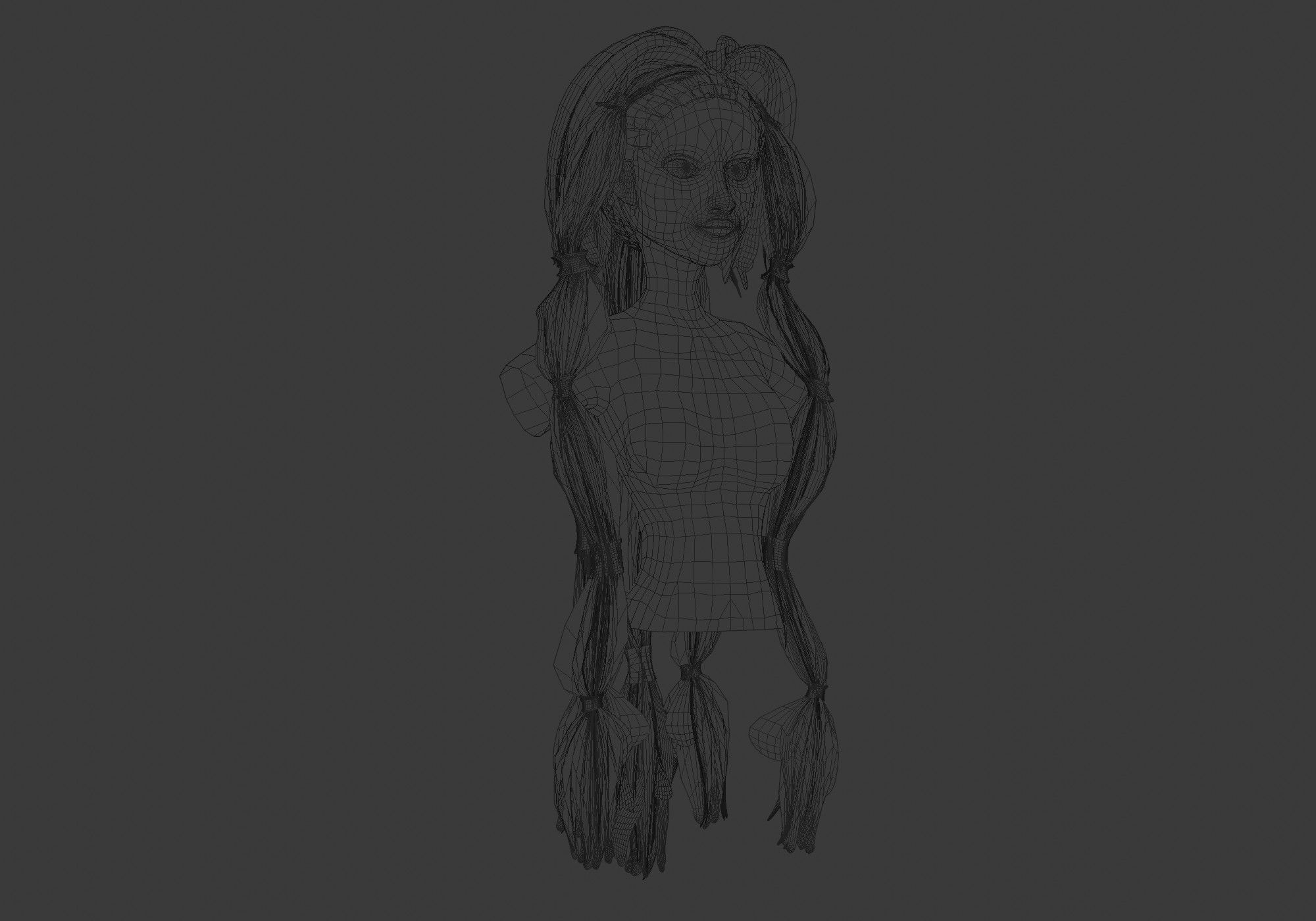 Pigtails Stylized Hairstyle 3D model_6
