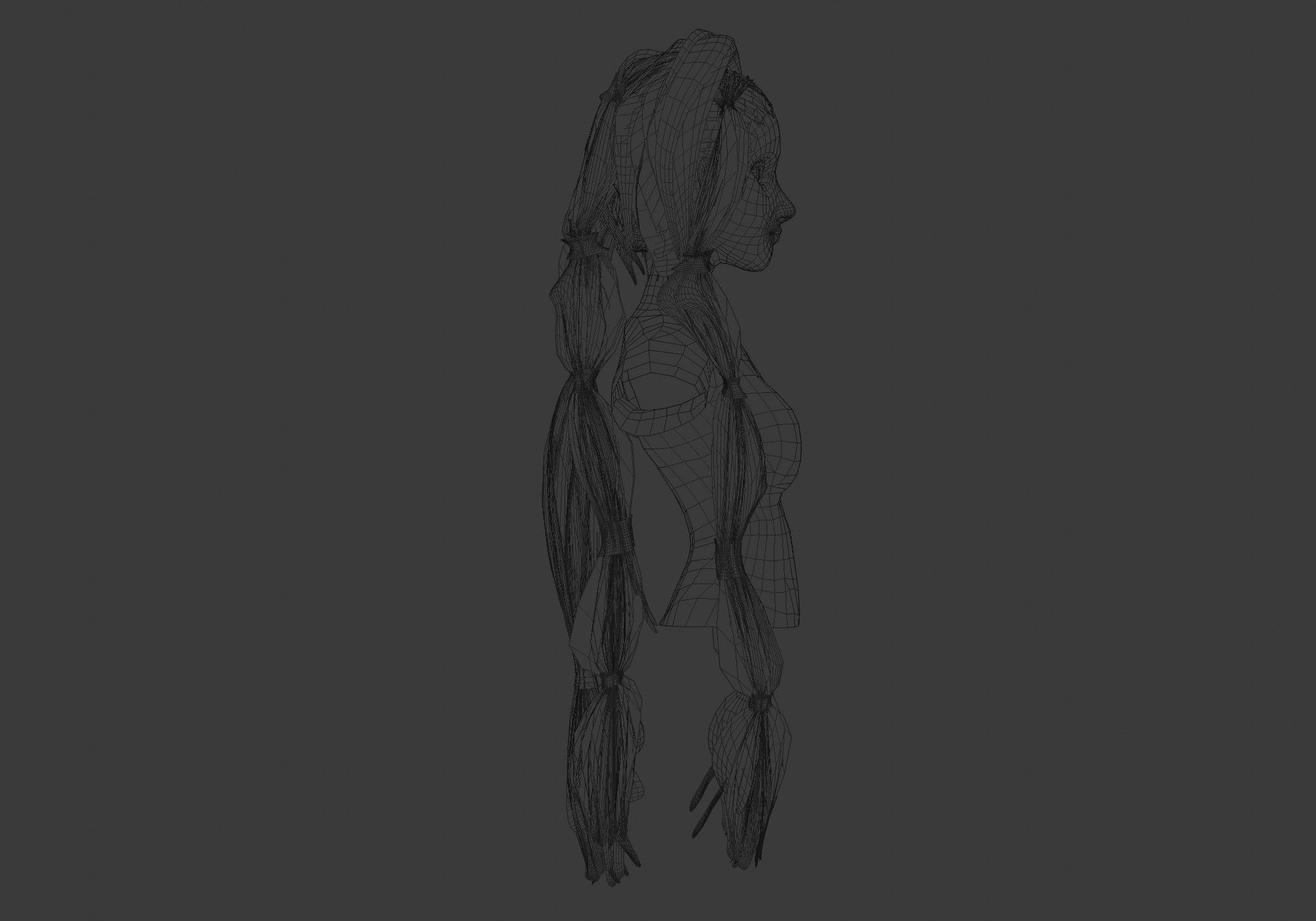 Pigtails Stylized Hairstyle 3D model_7