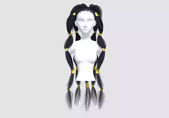 Pigtails Stylized Hairstyle  3D model