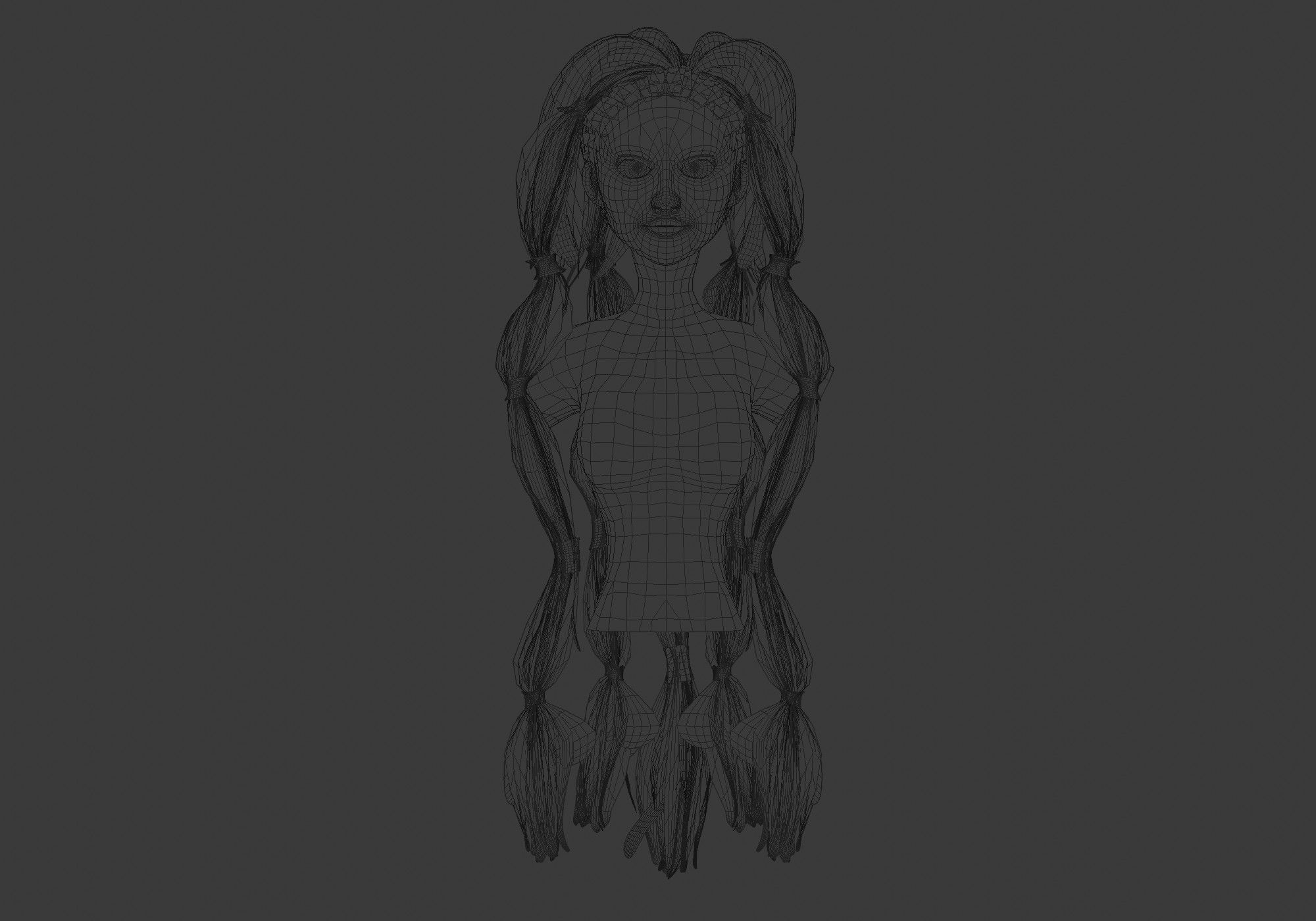 Pigtails Stylized Hairstyle 3D model_5