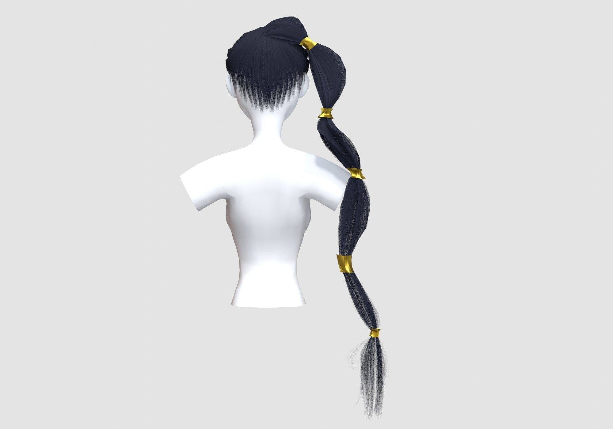 Pigtail Long Hairstyle 3D model_4