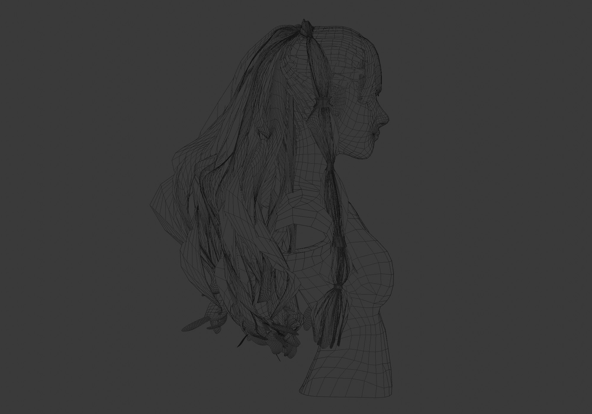 Long Wavy Hairstyle 3D model_7