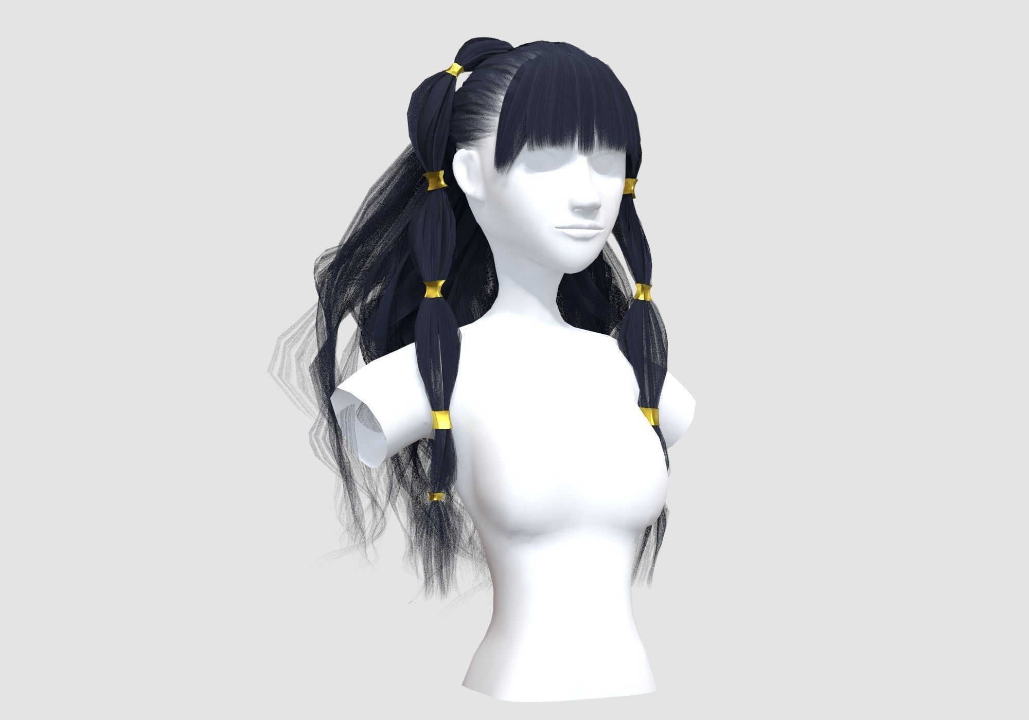 Long Wavy Hairstyle 3D model_1