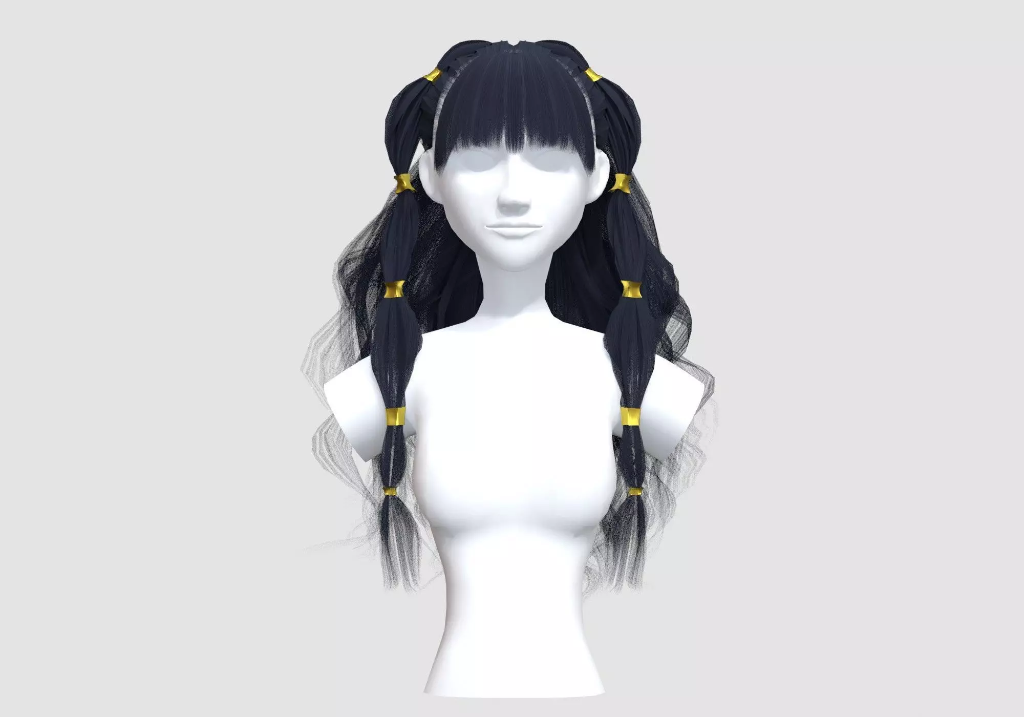 Long Wavy Hairstyle 3D model_0