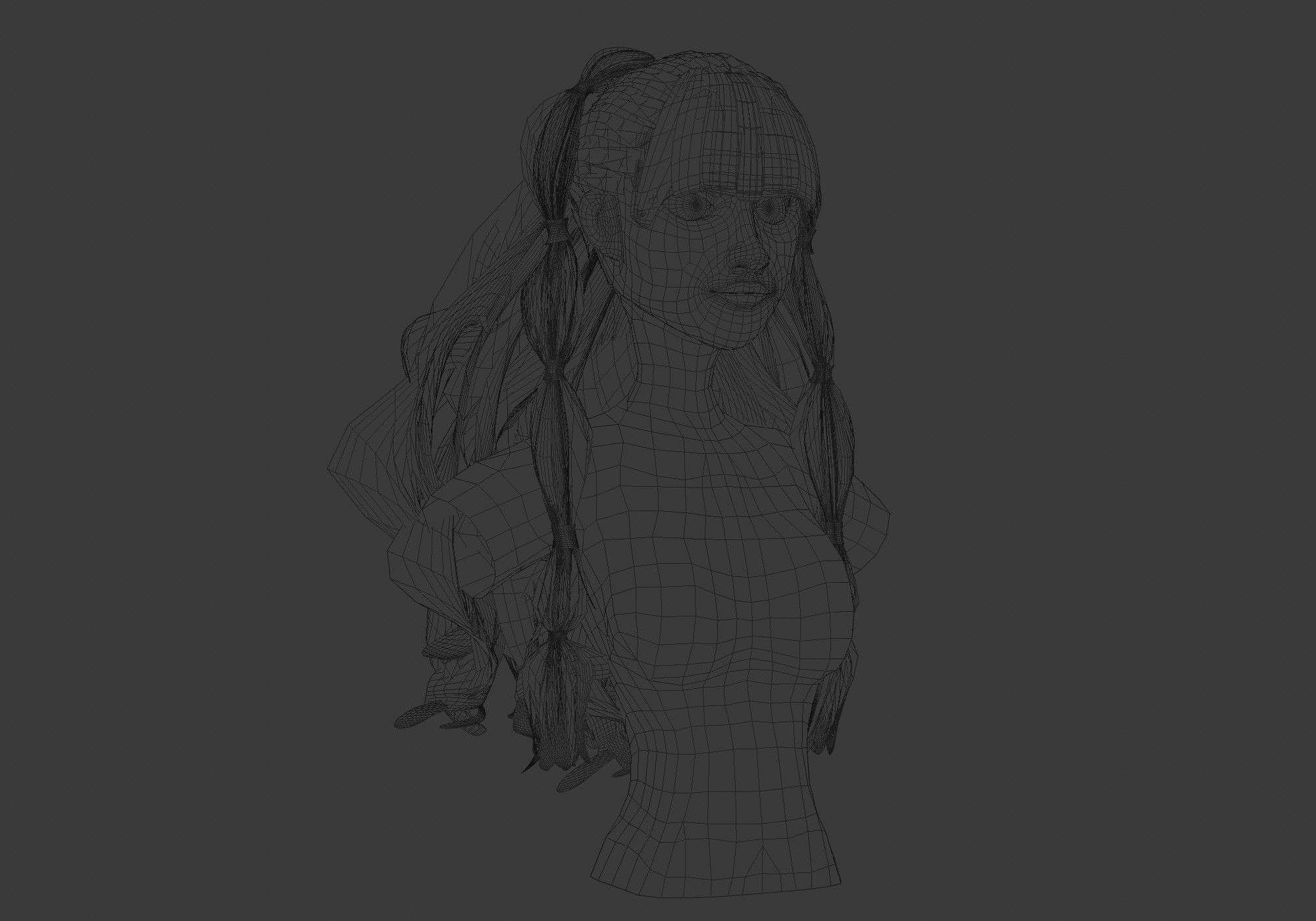 Long Wavy Hairstyle 3D model_6