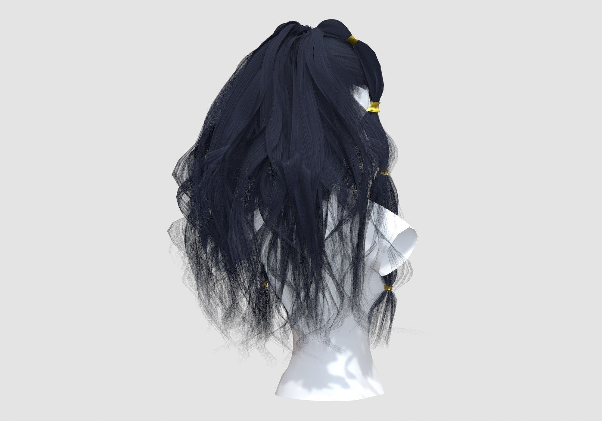 Long Wavy Hairstyle 3D model_3