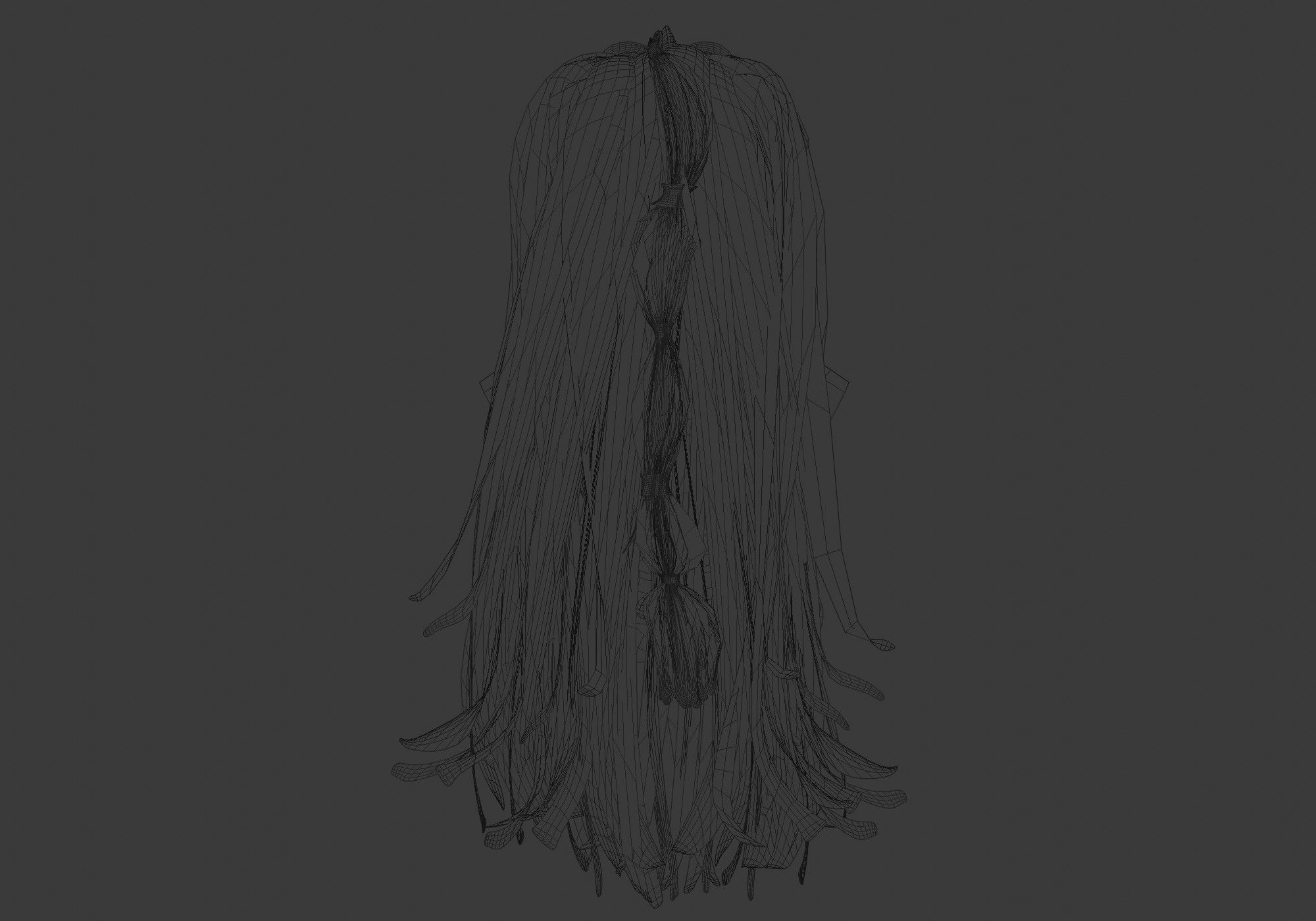 Long Stylized Hairstyle 3D model_9