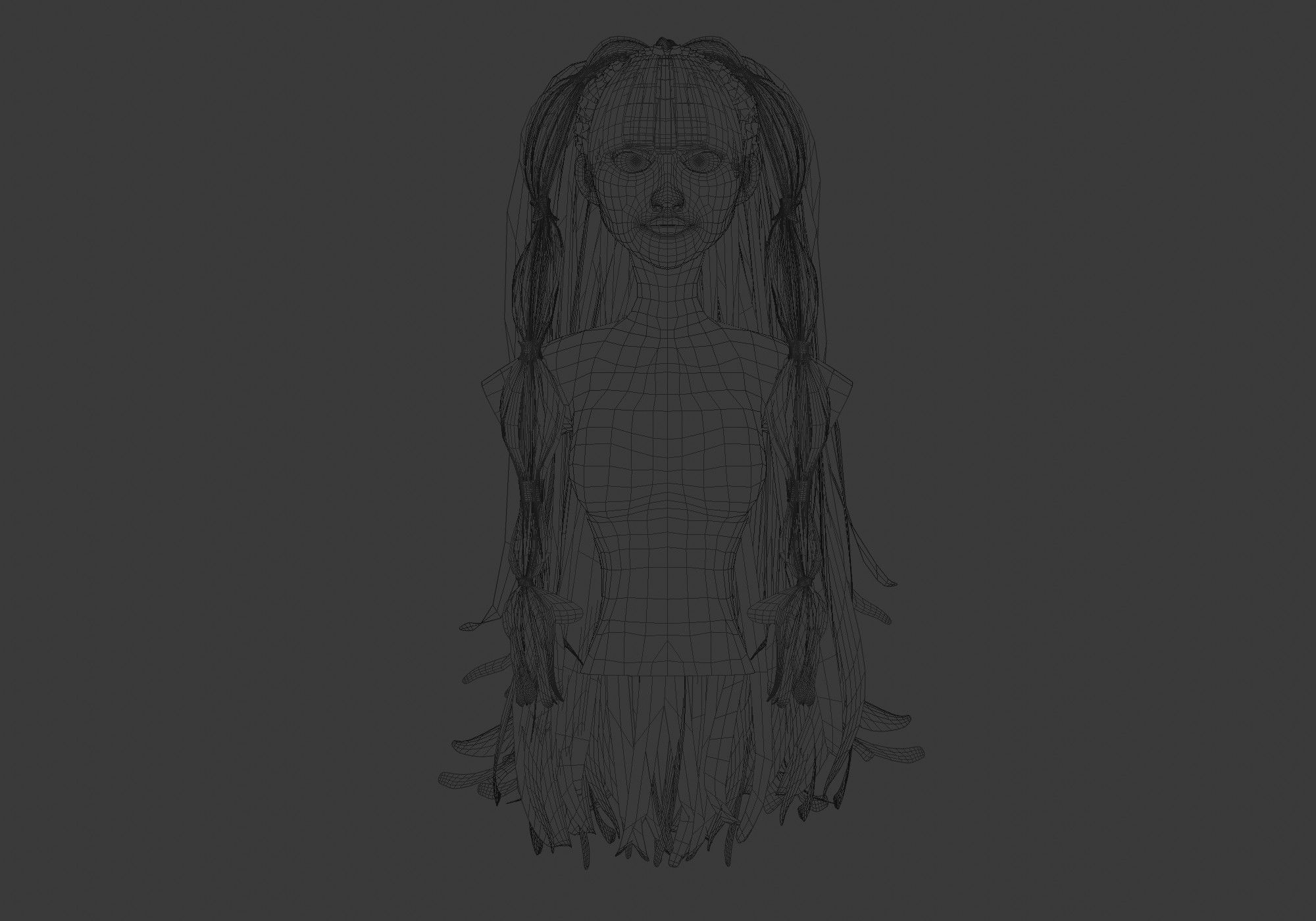 Long Stylized Hairstyle 3D model_5