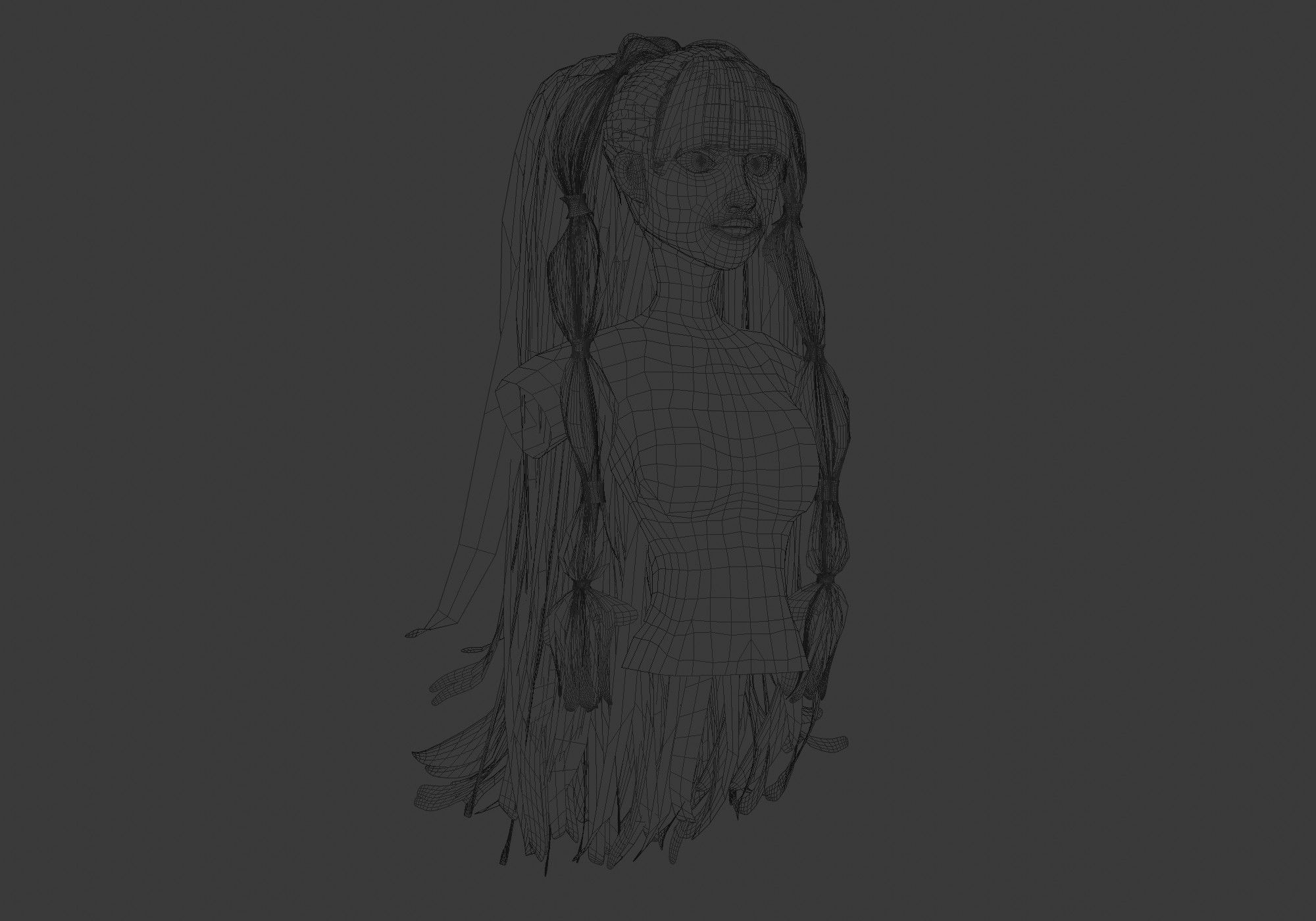 Long Stylized Hairstyle 3D model_6