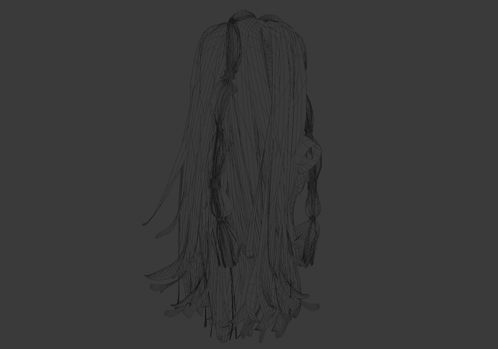 Long Stylized Hairstyle 3D model_8