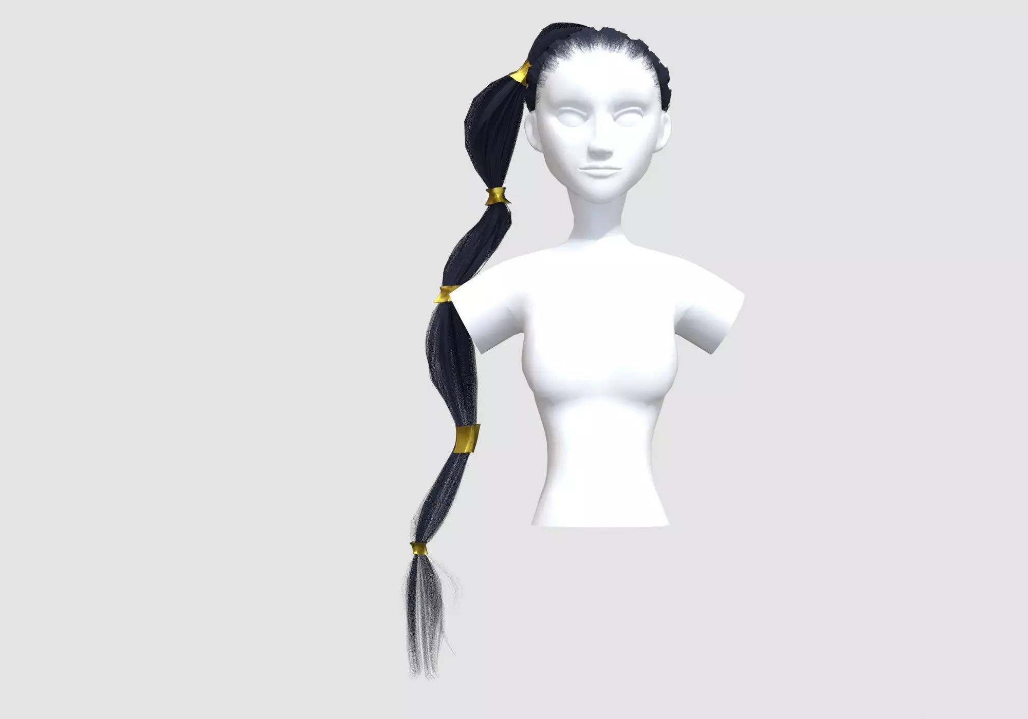 Long Pigtail Hairstyle  3D model_0