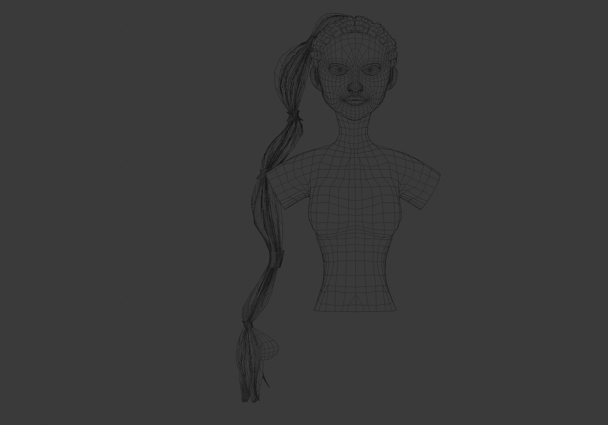 Long Pigtail Hairstyle  3D model_5