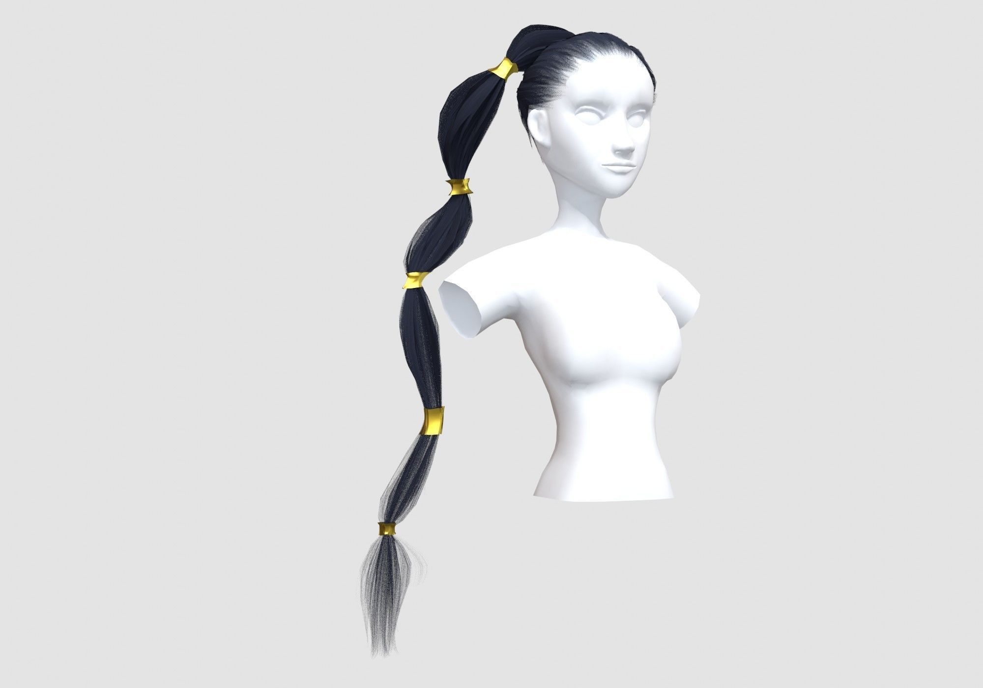Long Pigtail Hairstyle  3D model_1