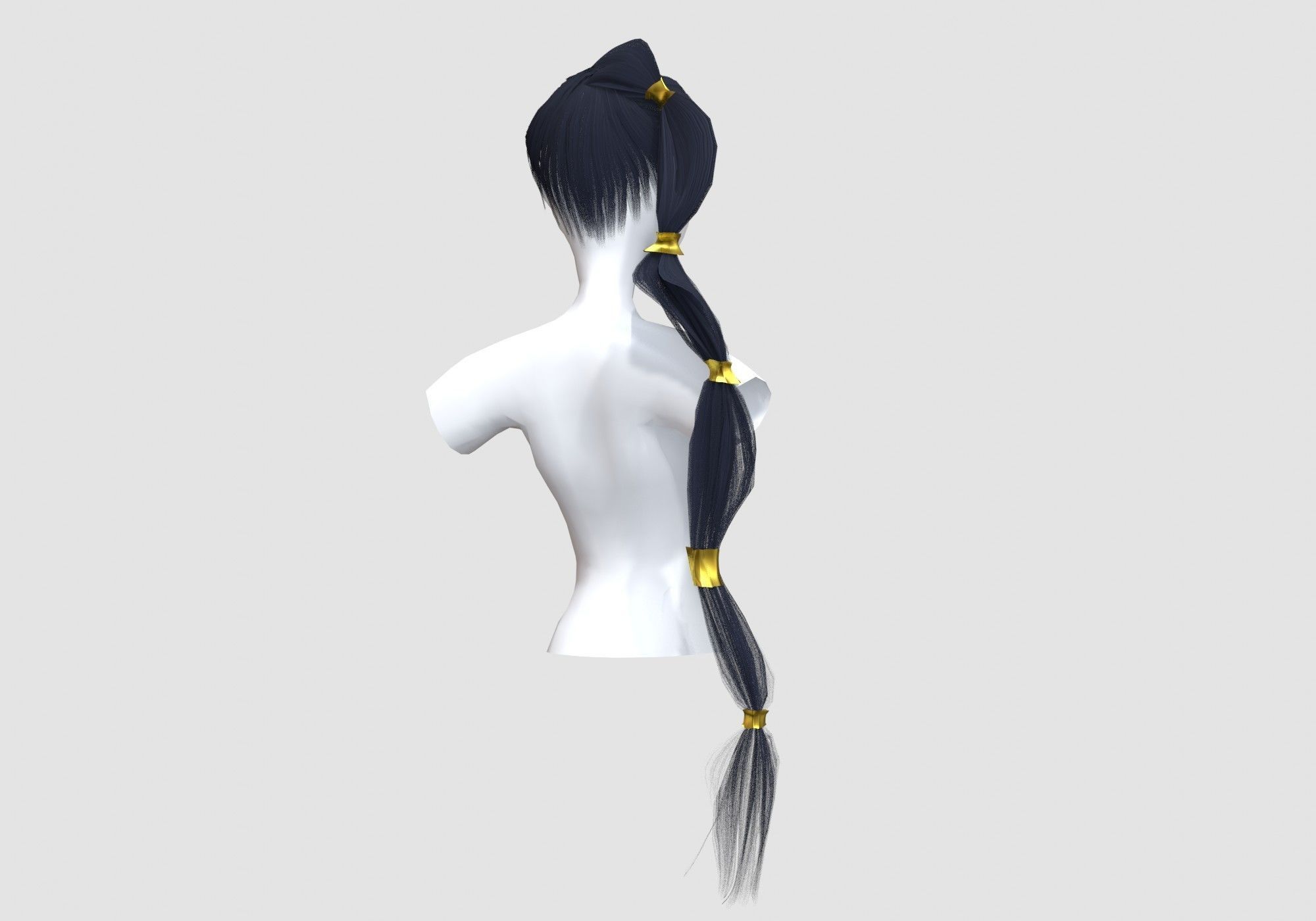 Long Pigtail Hairstyle  3D model_3