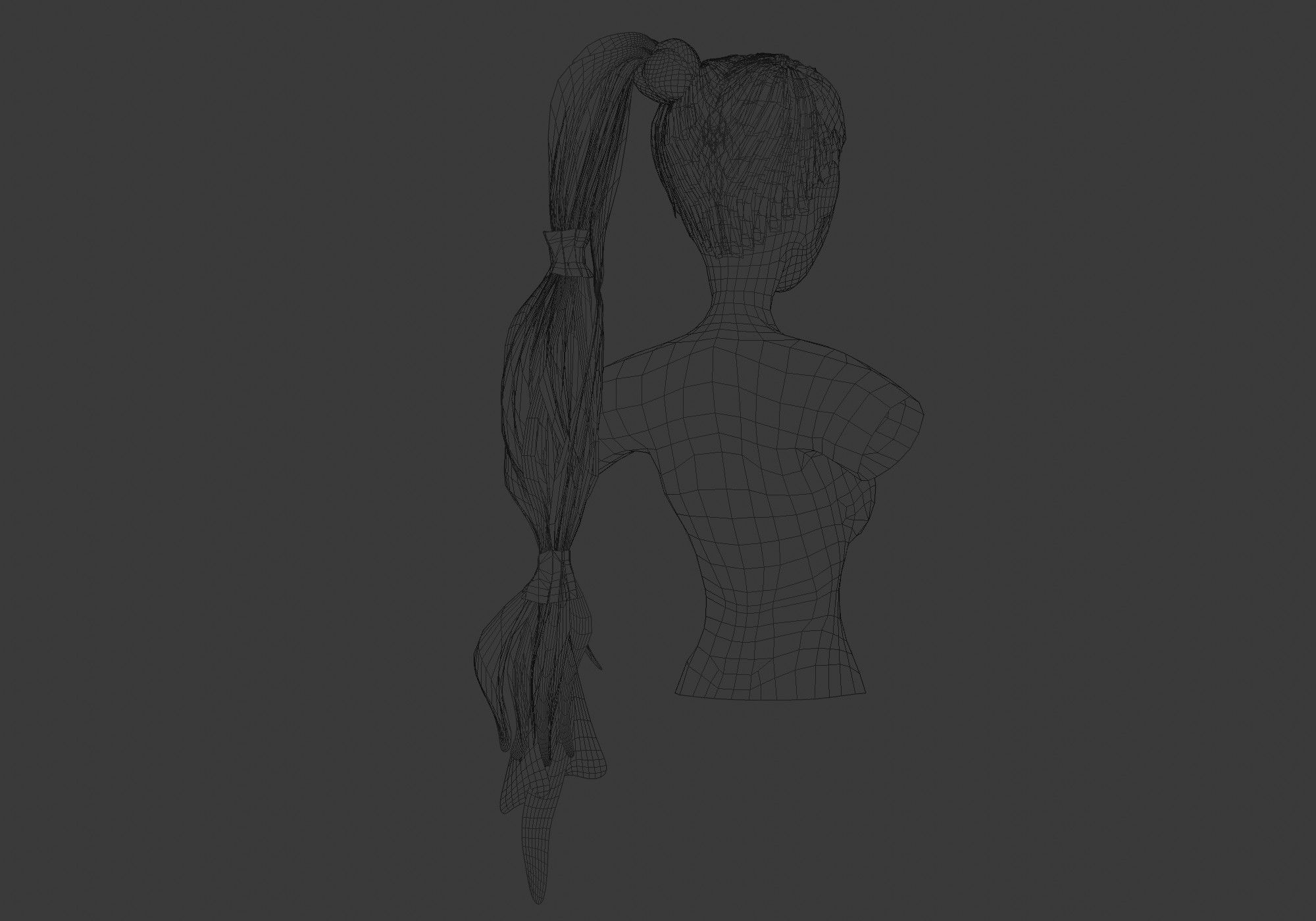 Bun Ponytail Hairstyle 3D model_8