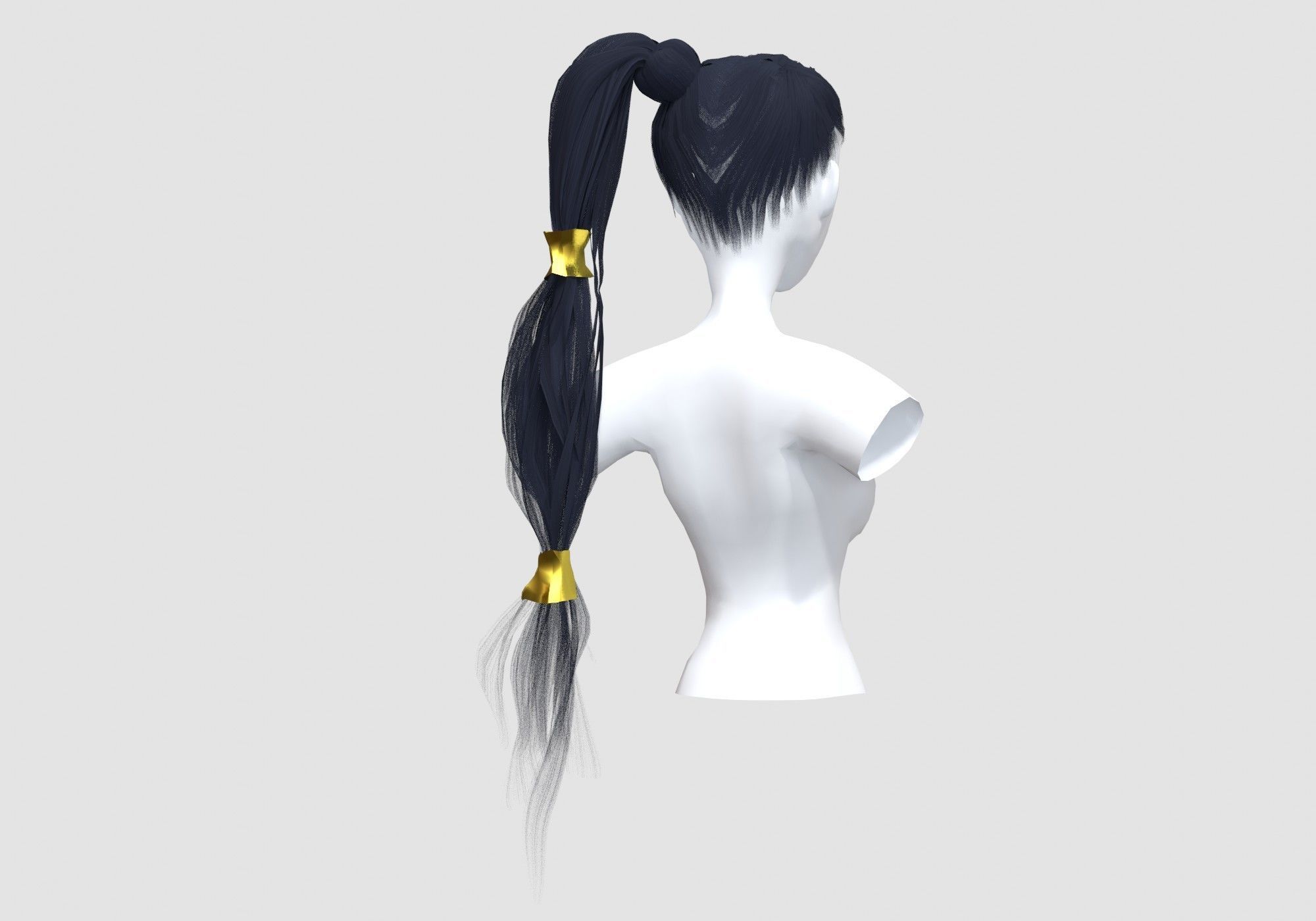 Bun Ponytail Hairstyle 3D model_3