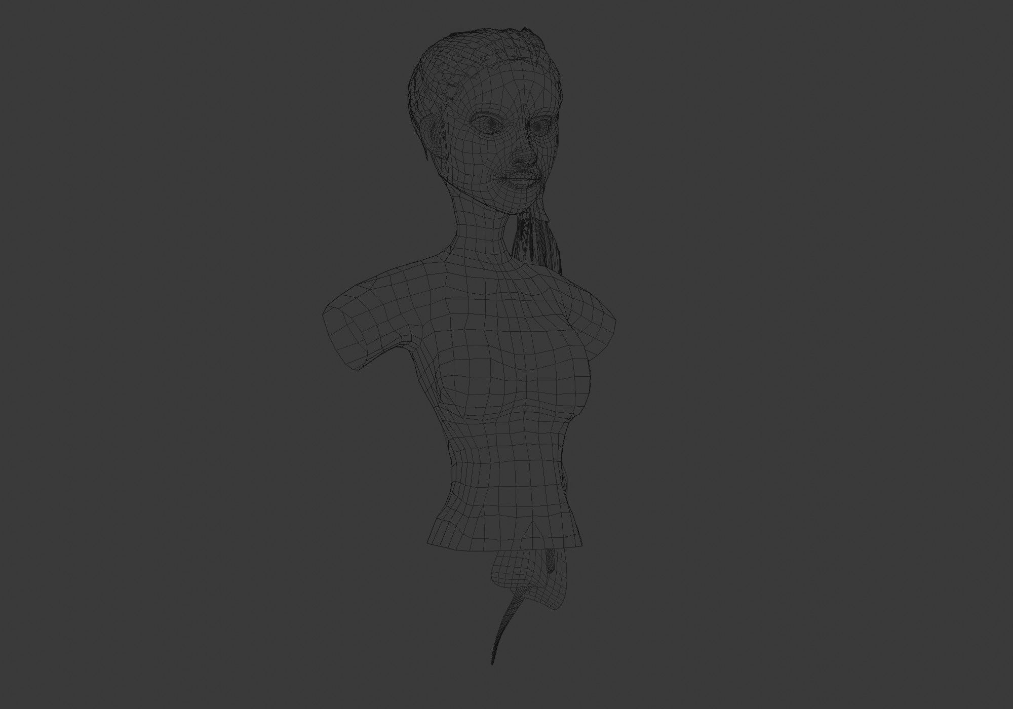 Bun Ponytail Hairstyle 3D model_6