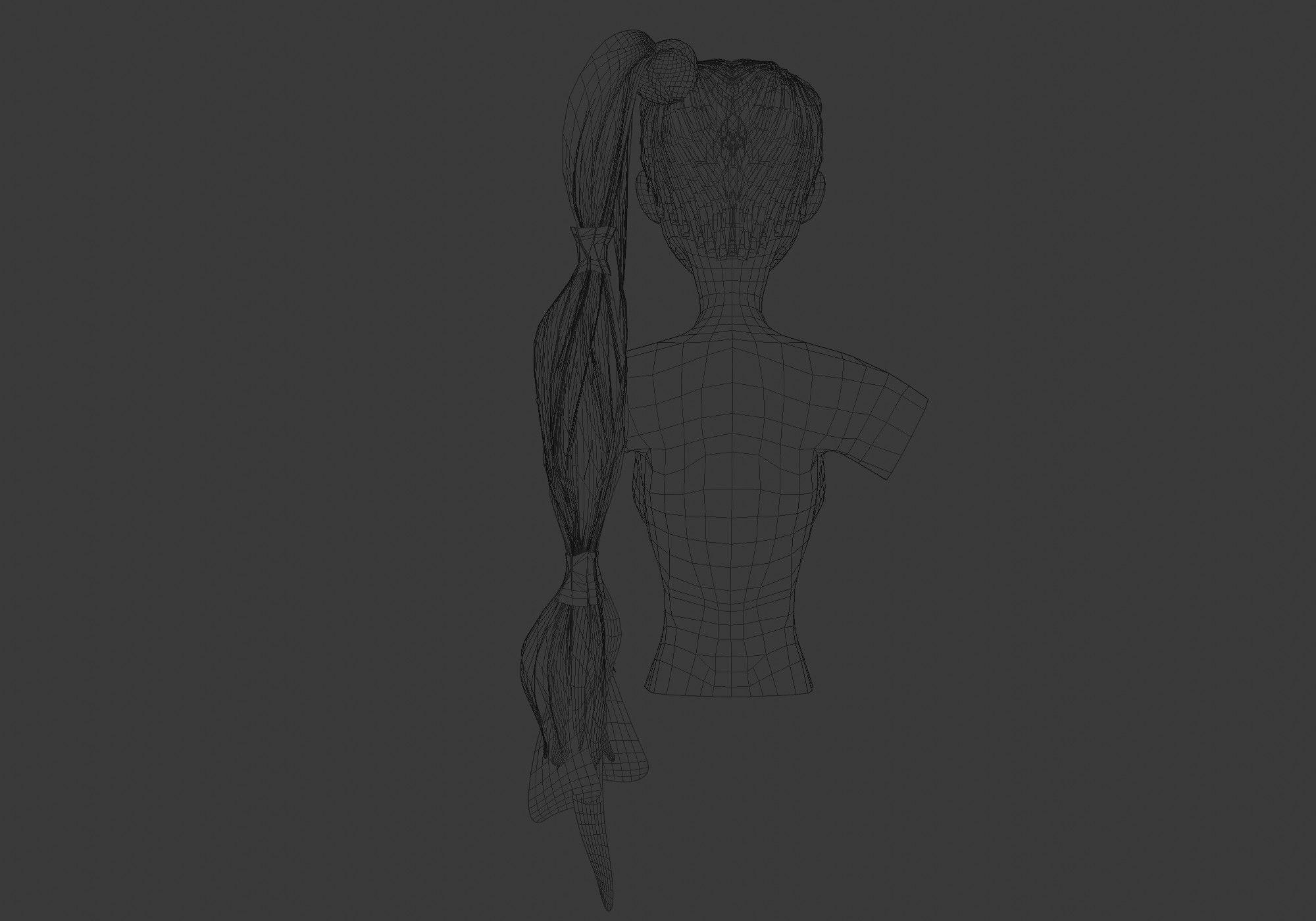 Bun Ponytail Hairstyle 3D model_9