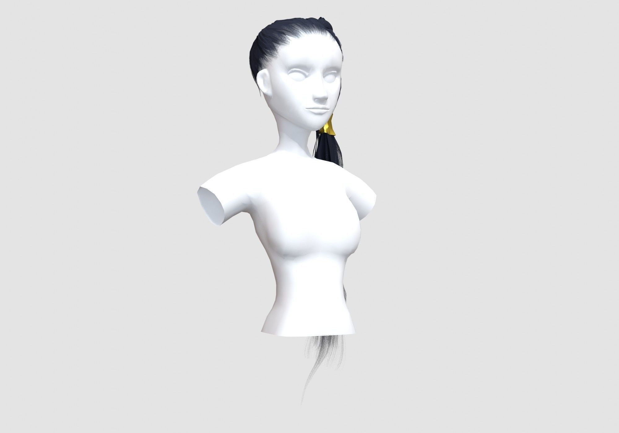 Bun Ponytail Hairstyle 3D model_1