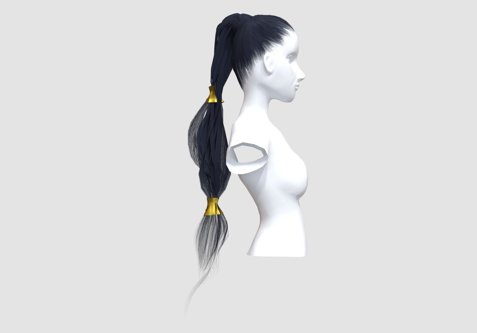 Bun Ponytail Hairstyle 3D model_2