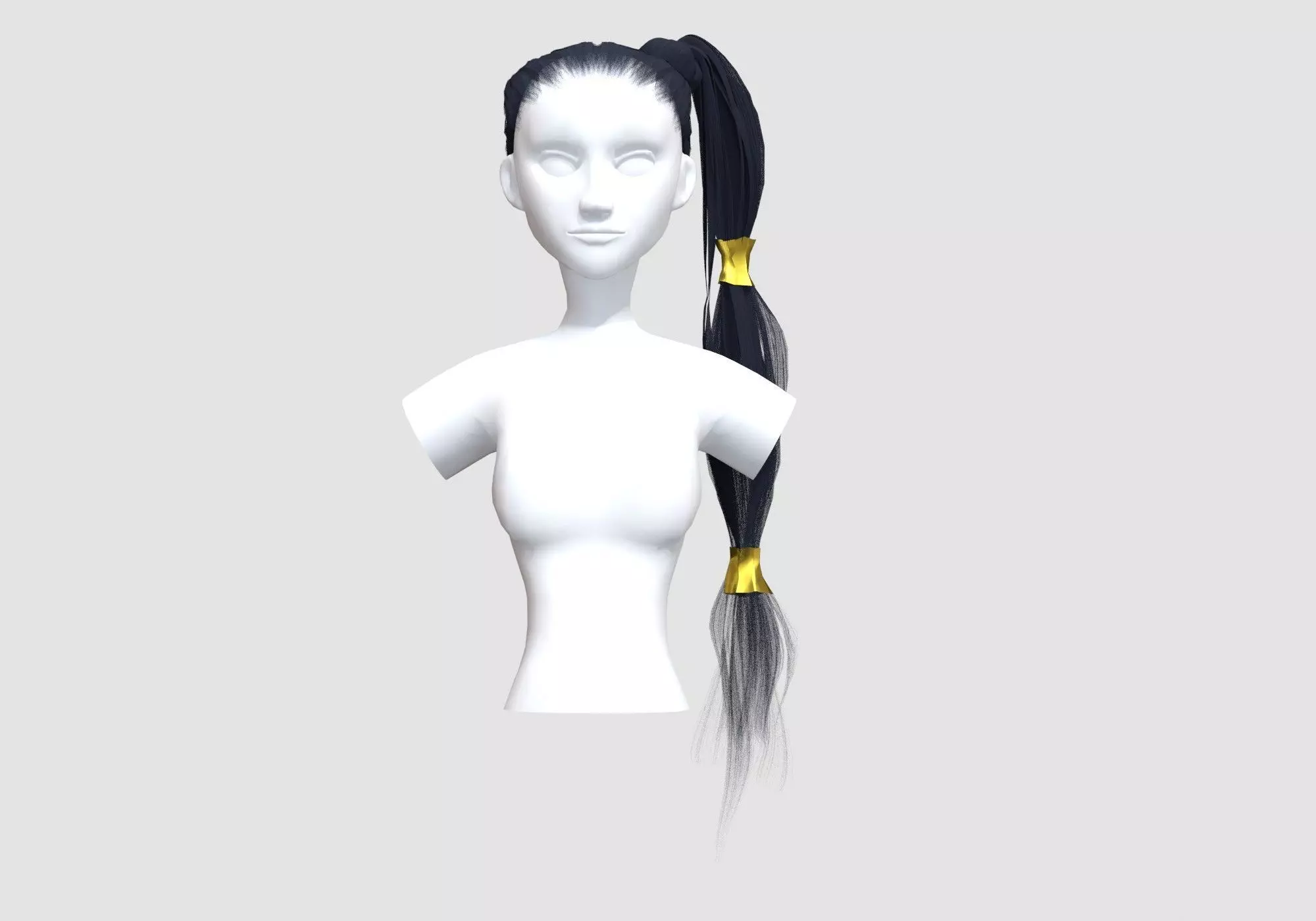 Bun Ponytail Hairstyle 3D model_0